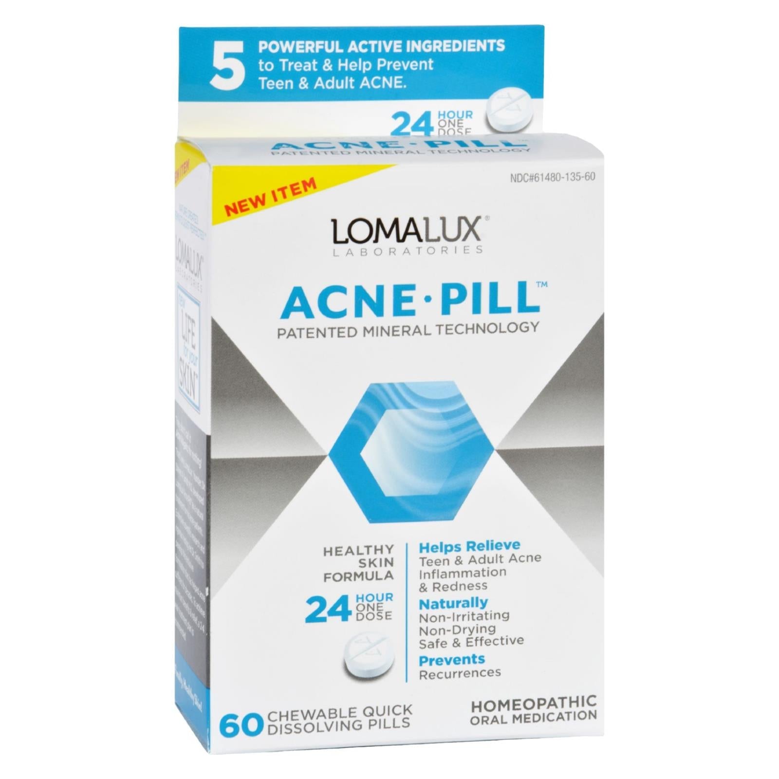 Pastilla masticable de rápida disolución para el acné de Loma Lux Laboratories (60 unidades)