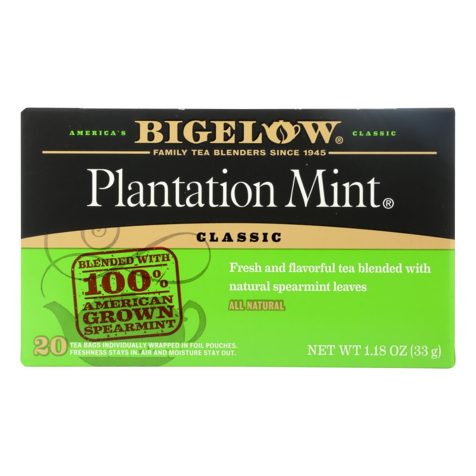 Bolsitas de té Bigelow Perfectly Mint, paquete de 6 (20 bolsitas cada una)