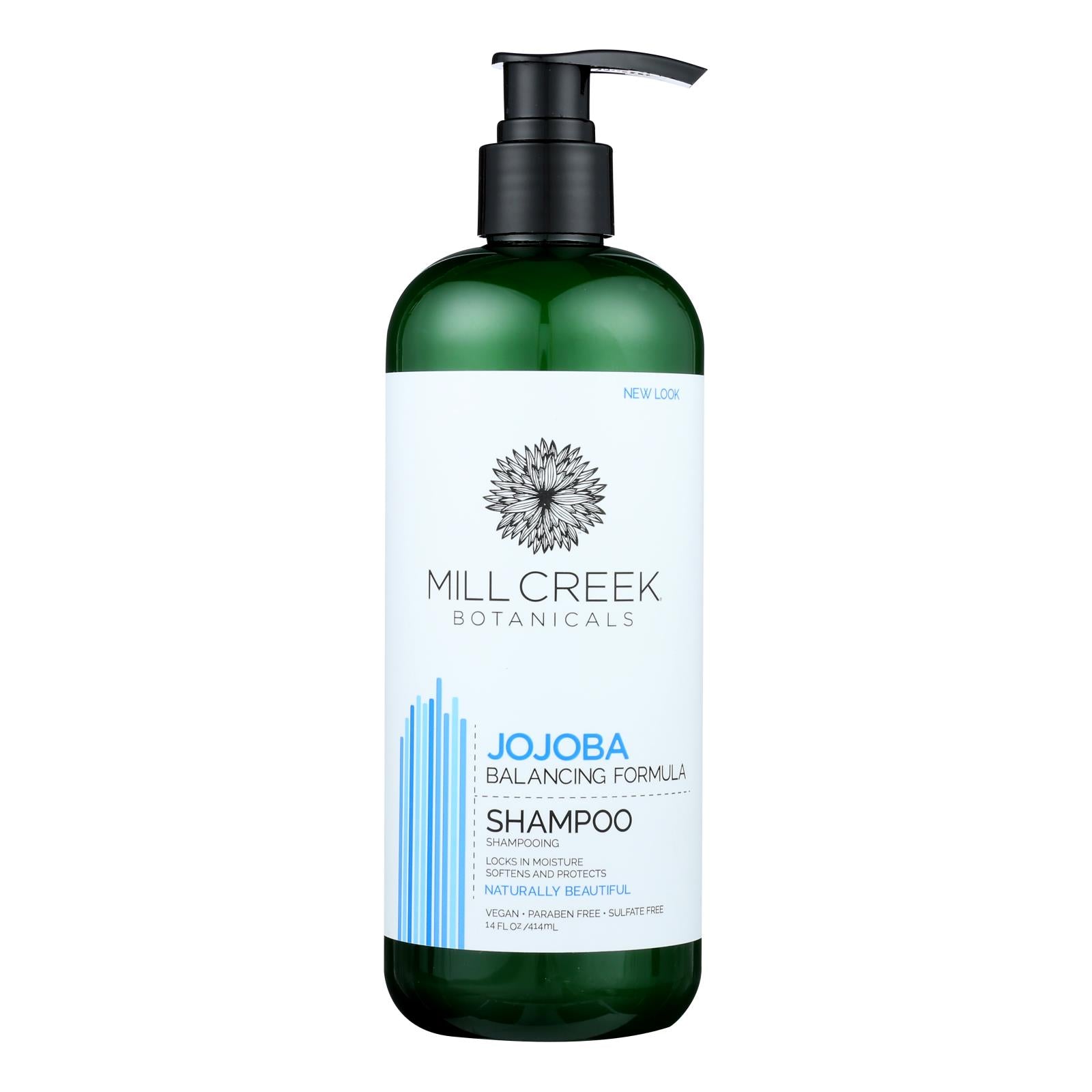 Champú de jojoba con fórmula equilibrante de Mill Creek Botanicals, 14 onzas líquidas.
