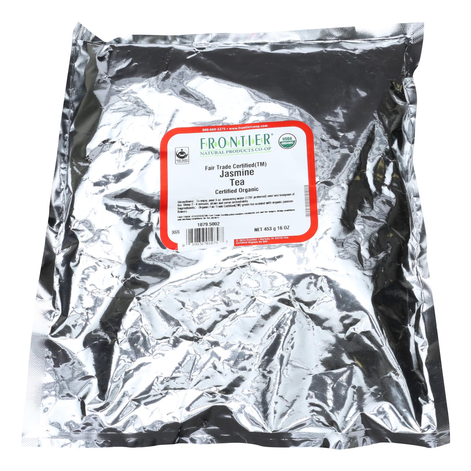 Té de jazmín verde orgánico certificado de comercio justo Frontier, 1 lb