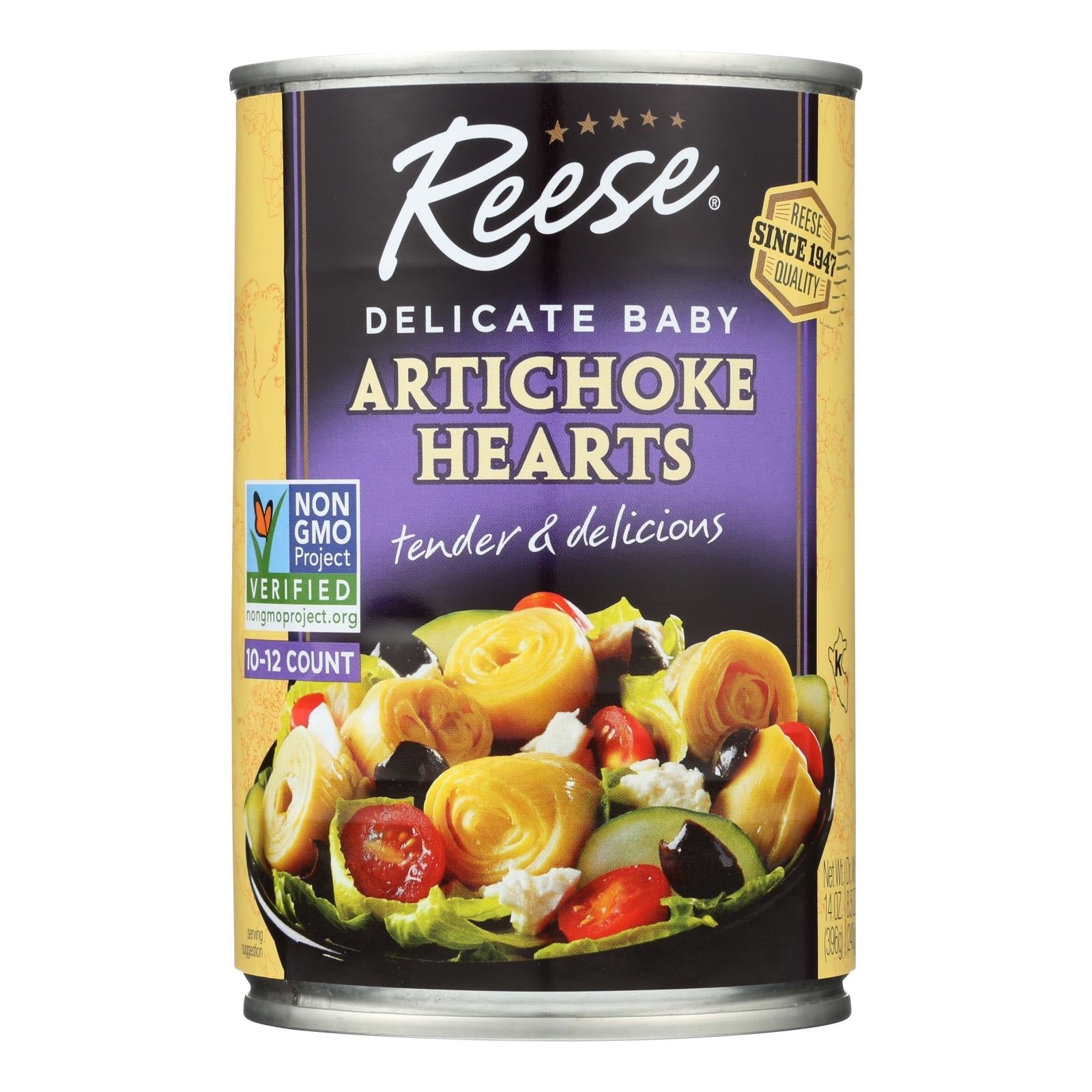 Corazones de alcachofa tiernos Reese, 14 oz (paquete de 12)