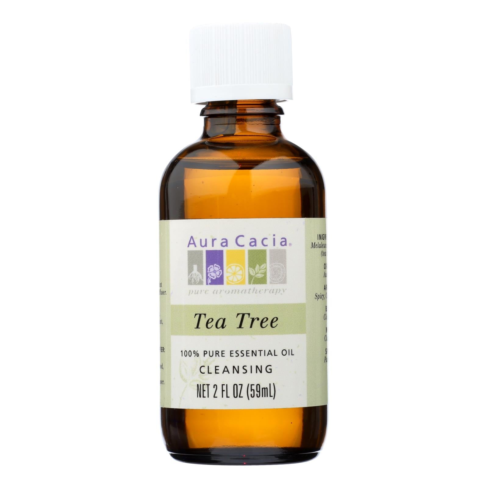Aceite esencial puro de árbol de té Aura Cacia para limpieza (2 oz.) 