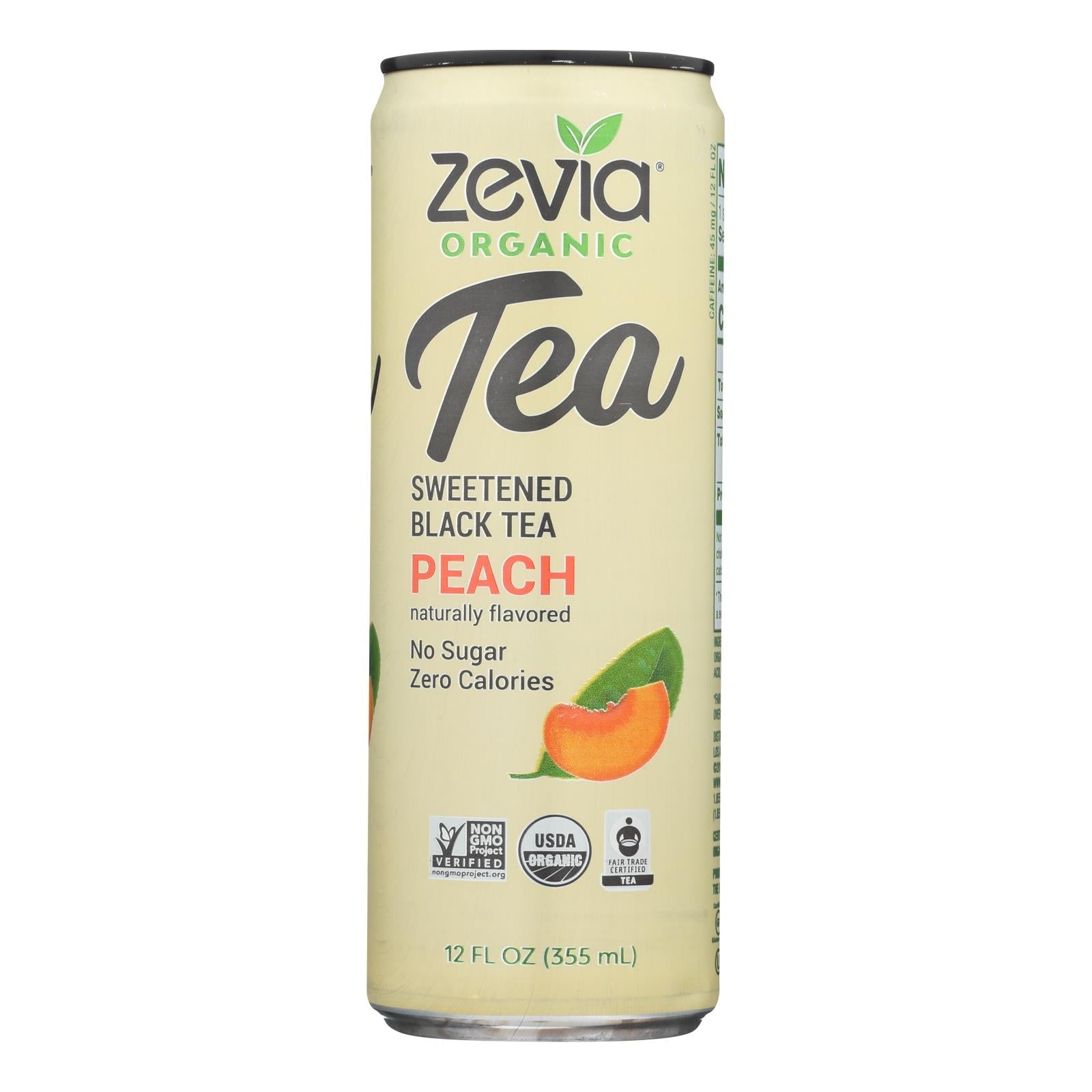 Té de melocotón negro sin calorías Zevia (paquete de 12 - 355 ml)