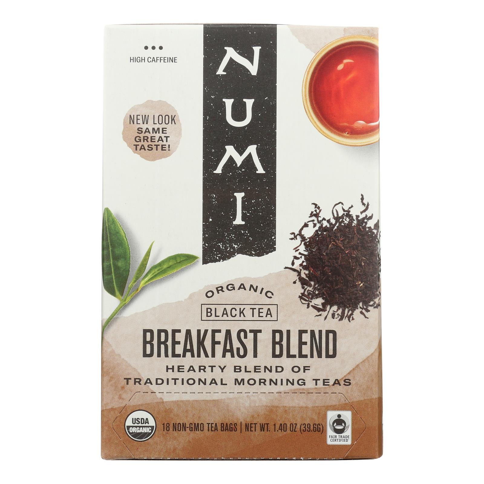Mezcla de té negro para desayuno Numi, paquete de 6 (18 bolsitas de té)