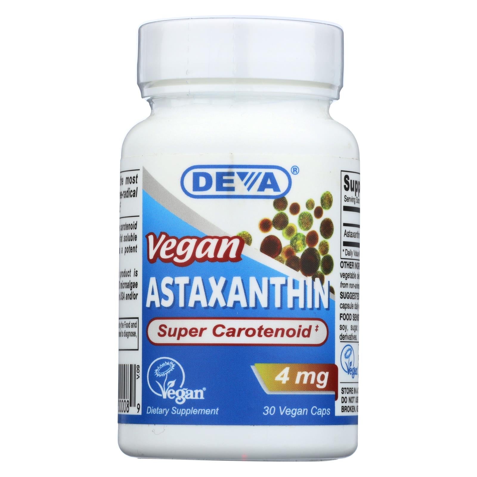 Deva Vegan Vitamins Astaxantina Super Antioxidante 4 mg, 30 Cápsulas