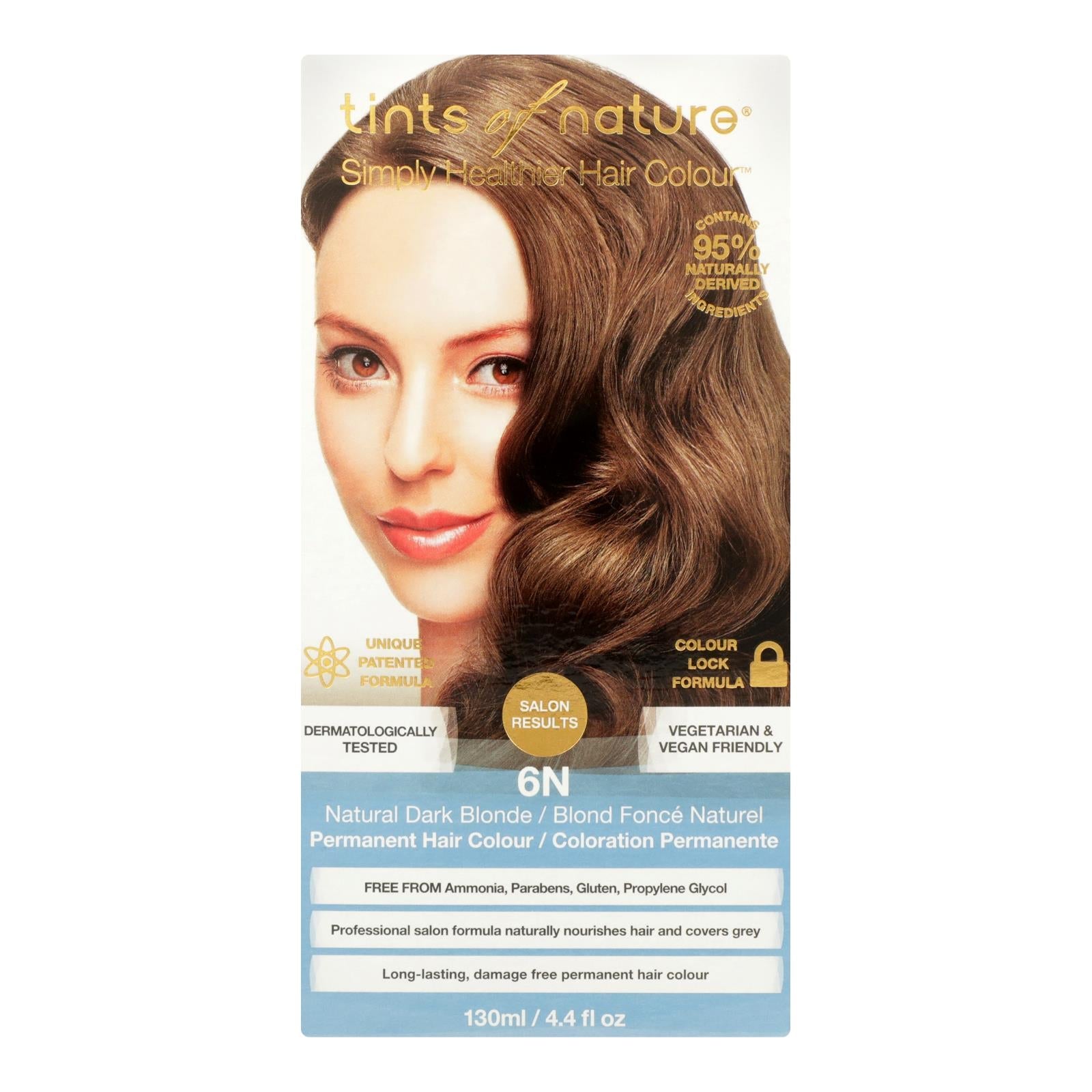 Tinte permanente para el cabello Tints Of Nature, 4.4 oz, 6n, rubio oscuro natural