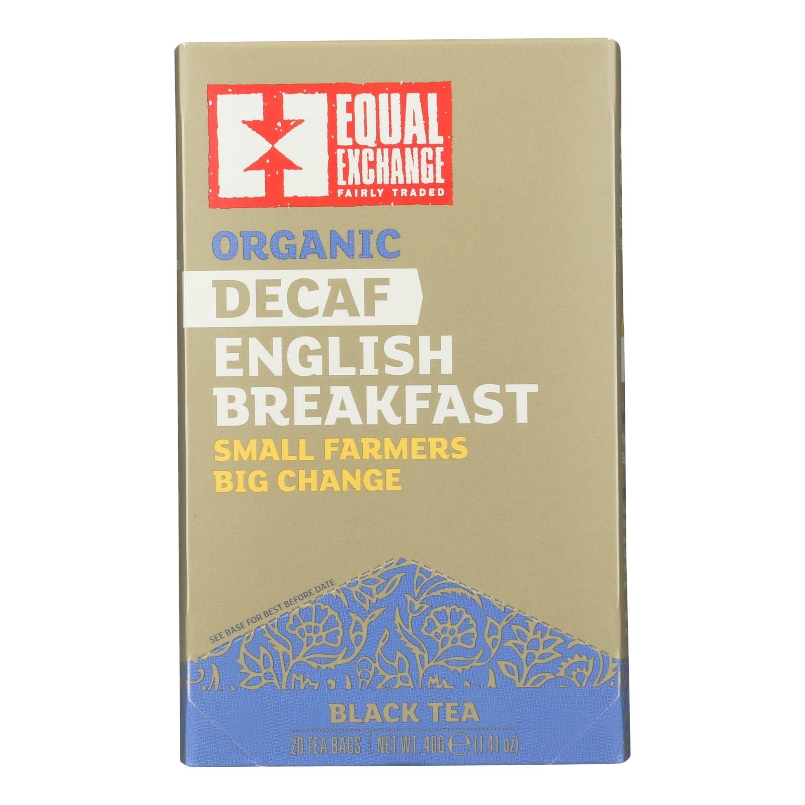 Té negro orgánico Equal Exchange English Breakfast, paquete de 6, caja de 20 unidades