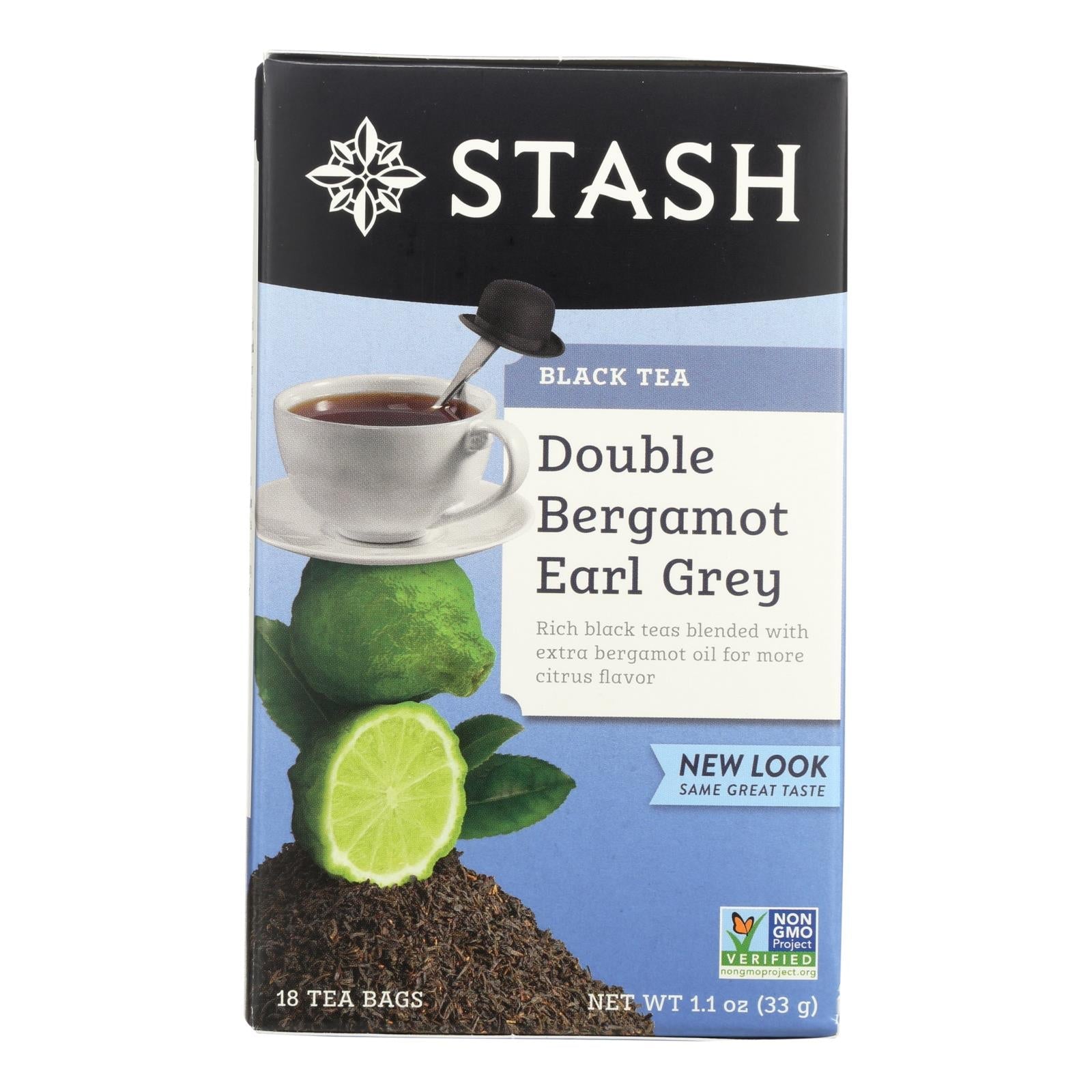 Té Earl Grey negro doble de bergamota, 18 bolsitas (paquete de 6)