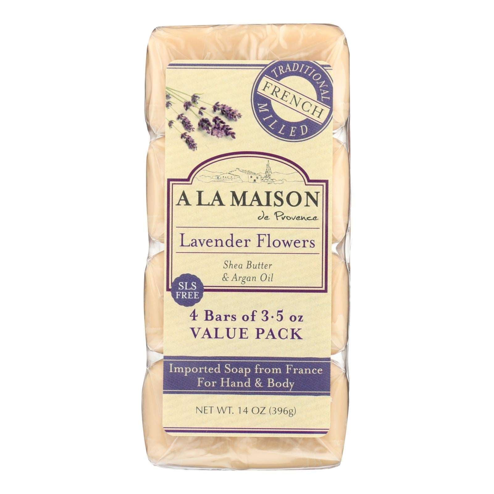 Jabón hidratante en barra con aroma a flores de lavanda A La Maison (paquete de 4)