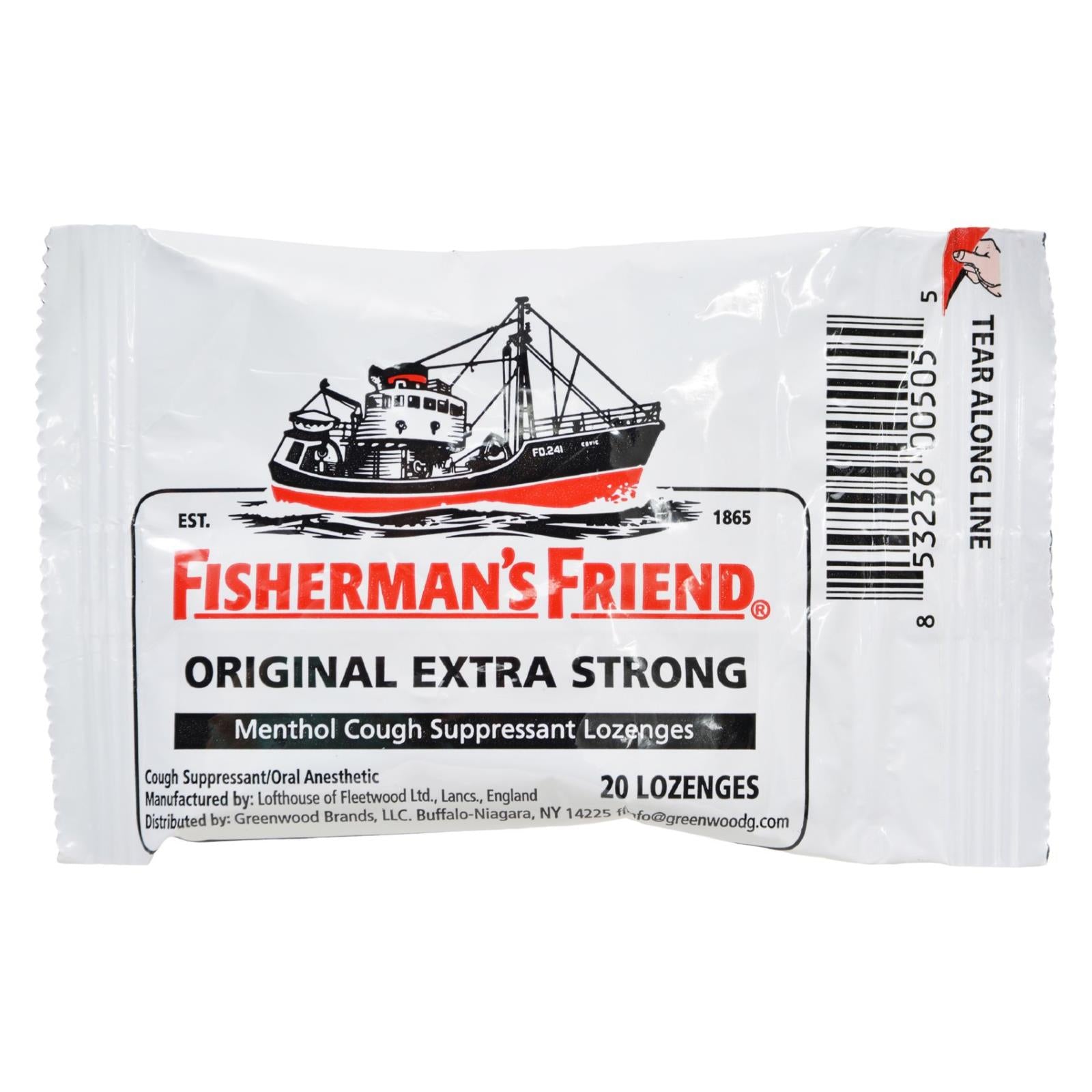 Pastillas extra fuertes Fisherman's Friend Original, paquete de 12 x 20