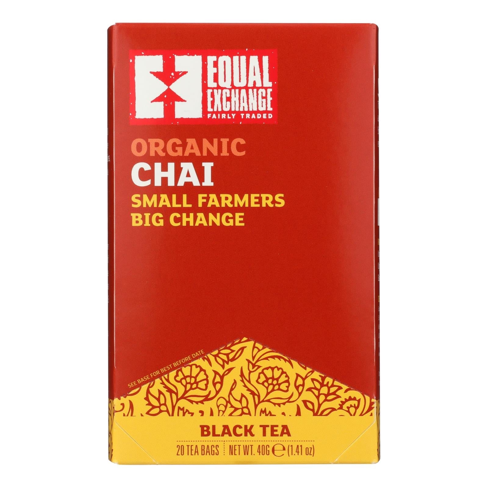 Té Chai Orgánico Equal Exchange, 20 Bolsitas (Paquete de 6)