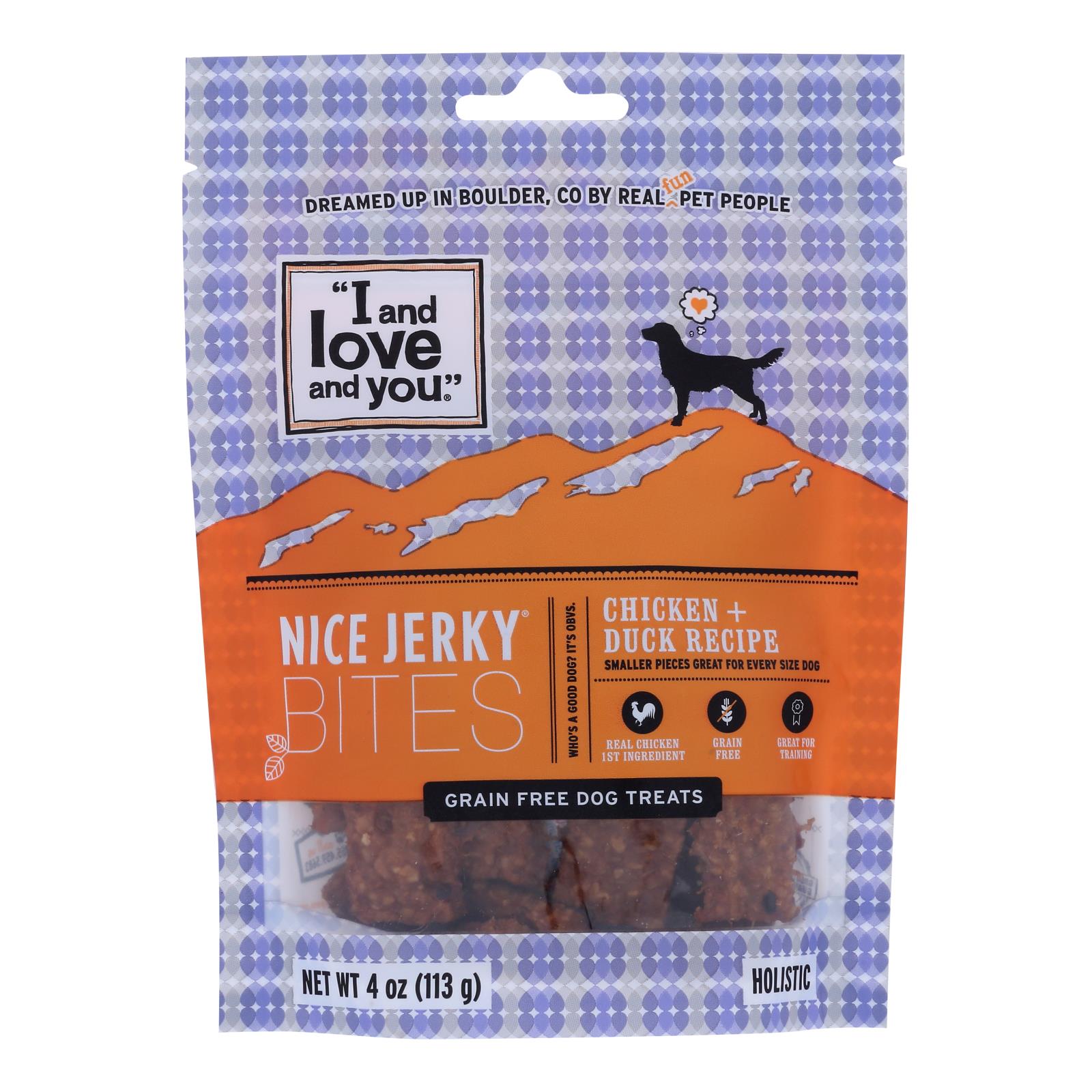 Golosinas premium para perros I and Love and You: pollo y pato (paquete de 6 - 4 oz)