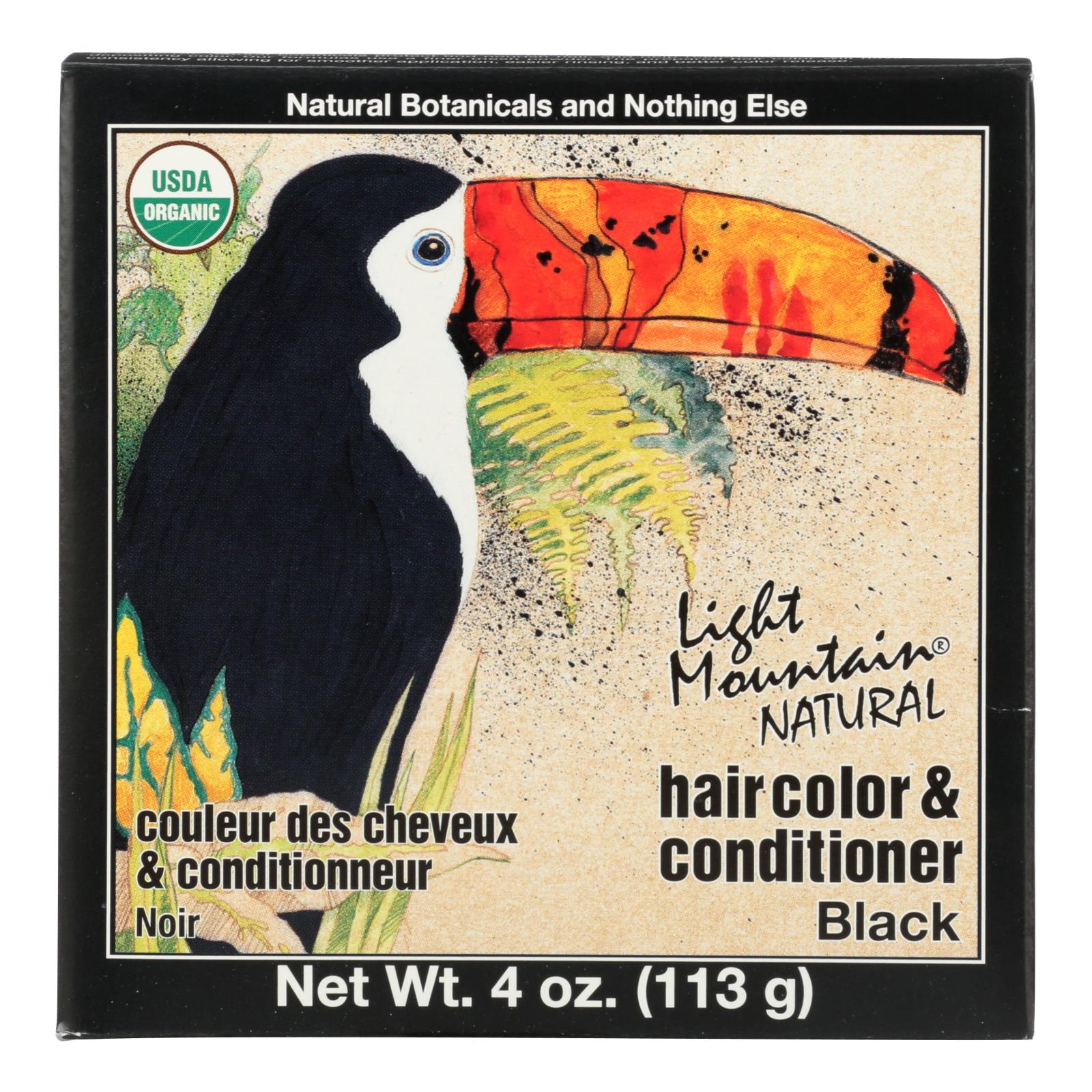 Colorante y acondicionador orgánico para cabello negro Light Mountain (4 oz) 