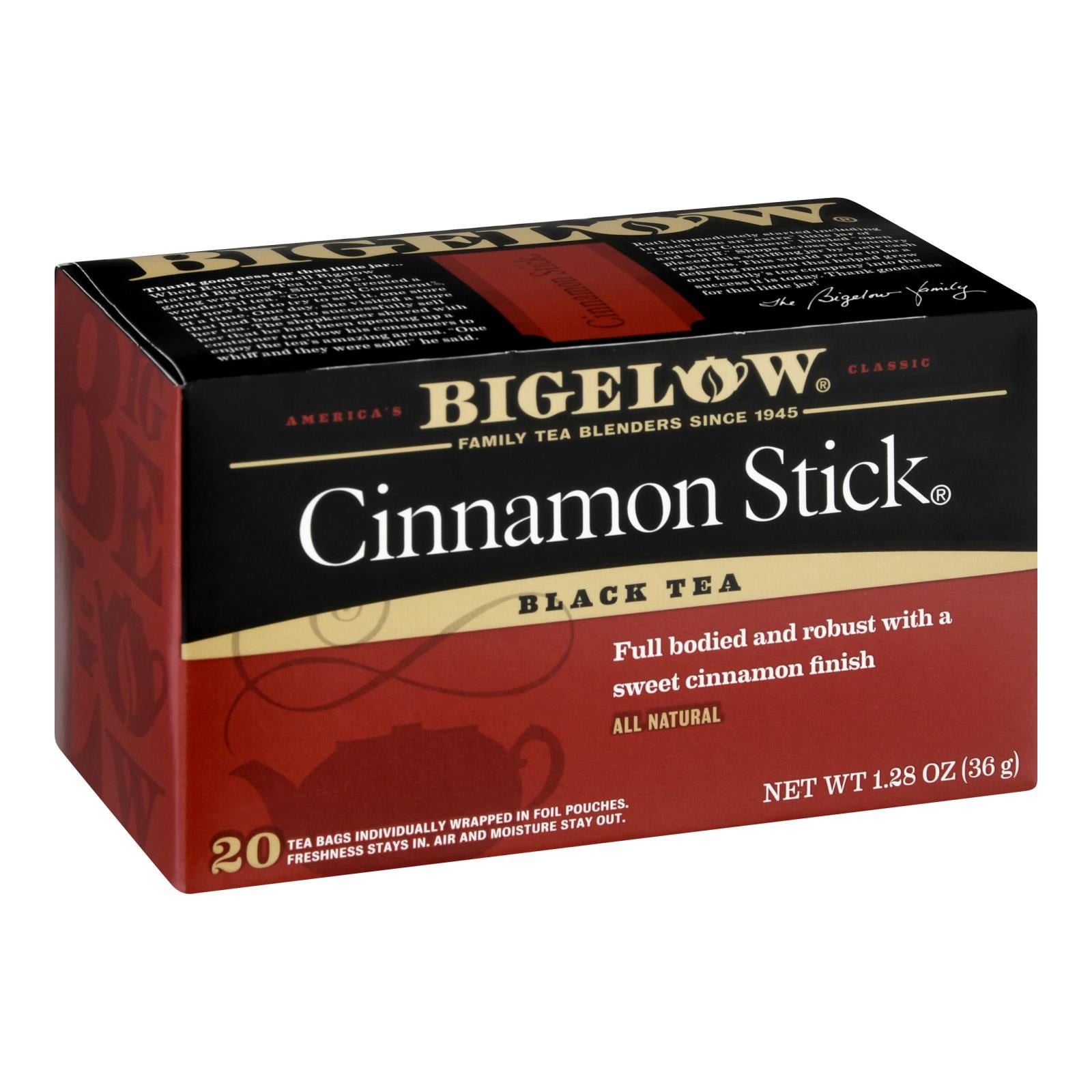 Té negro con canela en rama (paquete de 6 - 20 bolsitas) de Bigelow Tea
