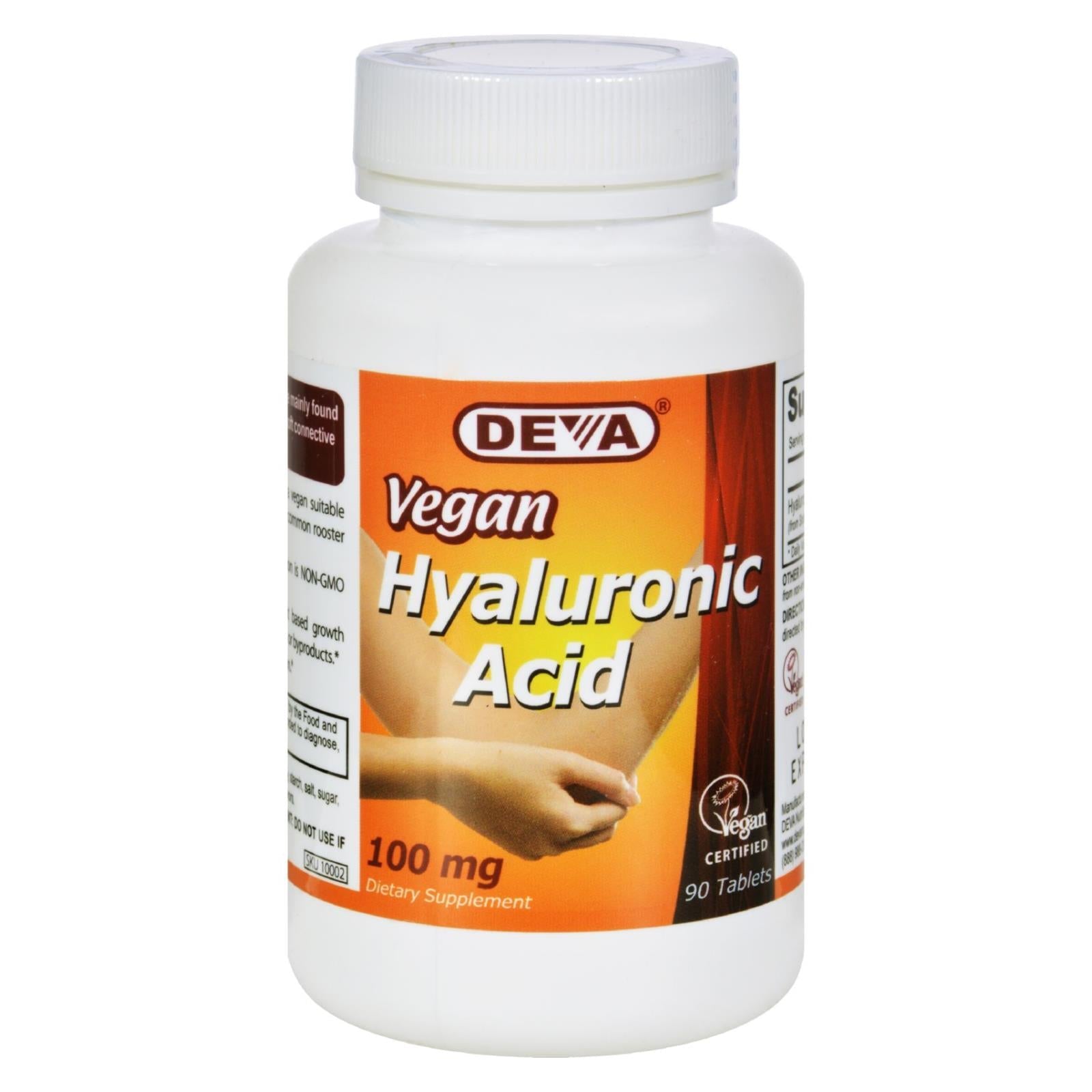 Ácido Hialurónico Vegano de Deva - 100 mg - 90 Comprimidos