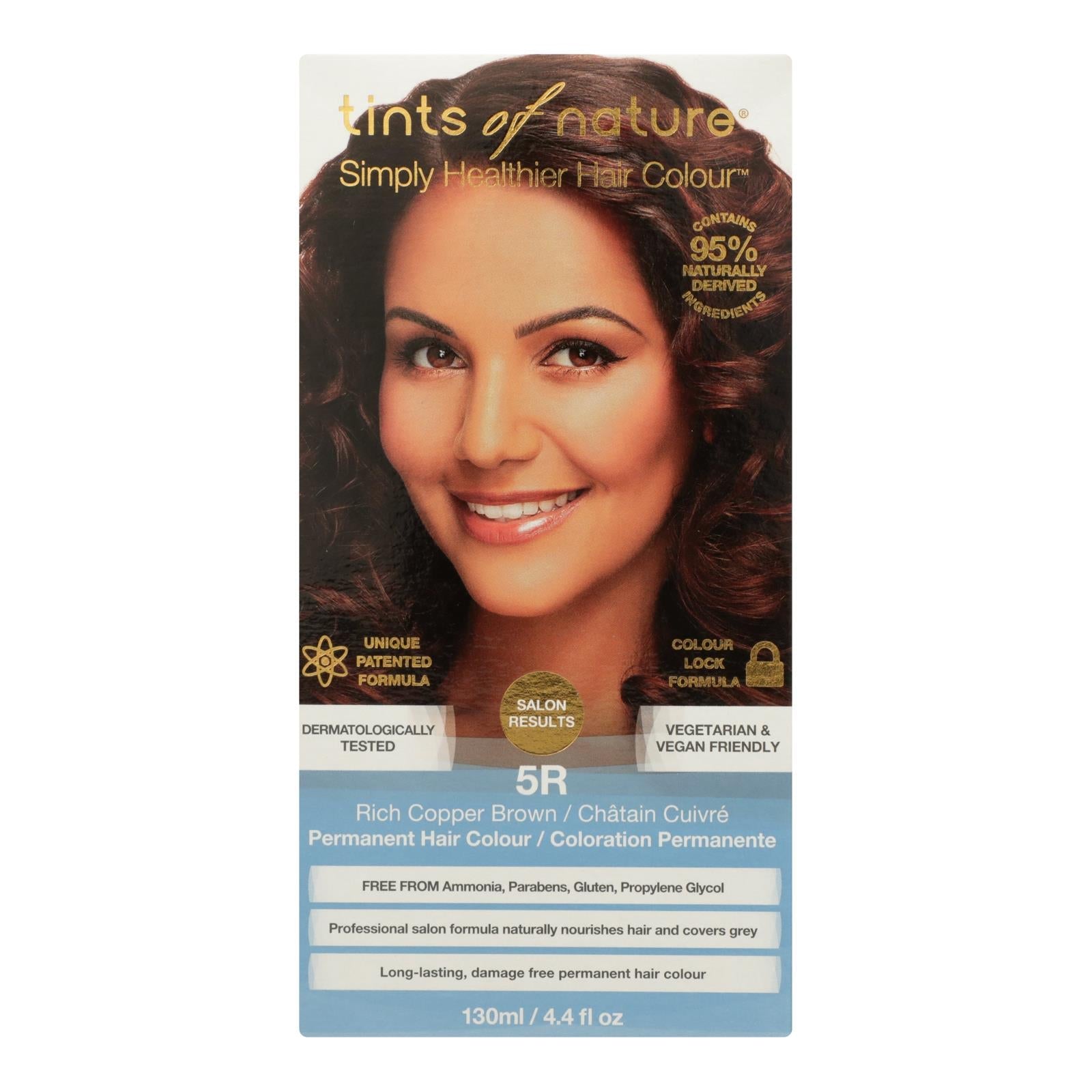 Tinte permanente para el cabello Tints of Nature 5R, castaño cobrizo intenso, 127 ml