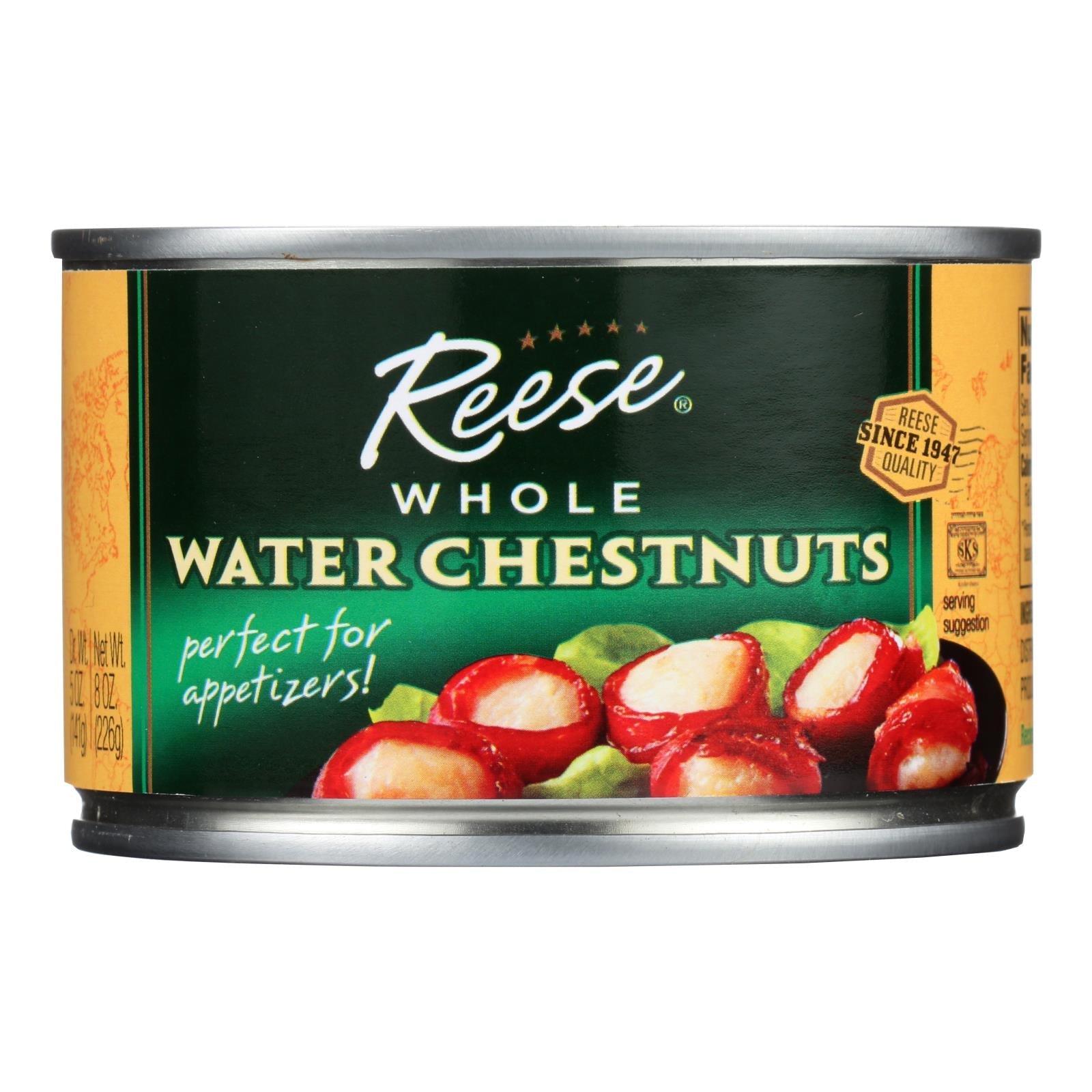 Castañas de agua enteras de Reese - (paquete de 24) - 8 oz.