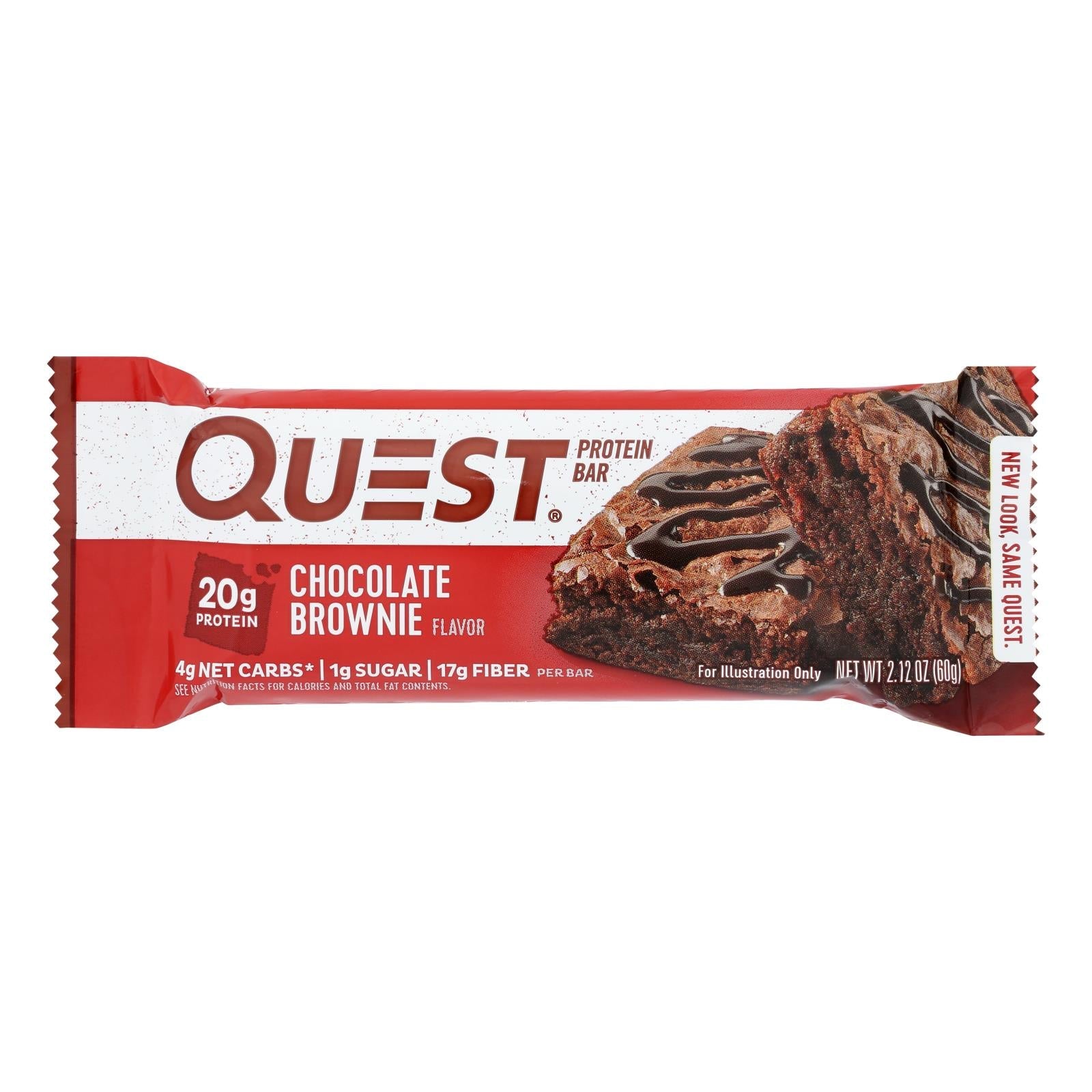 Quest Bar - Brownie de chocolate - 20 gramos de proteína - (Barras de 2.12 oz) Paquete de 12