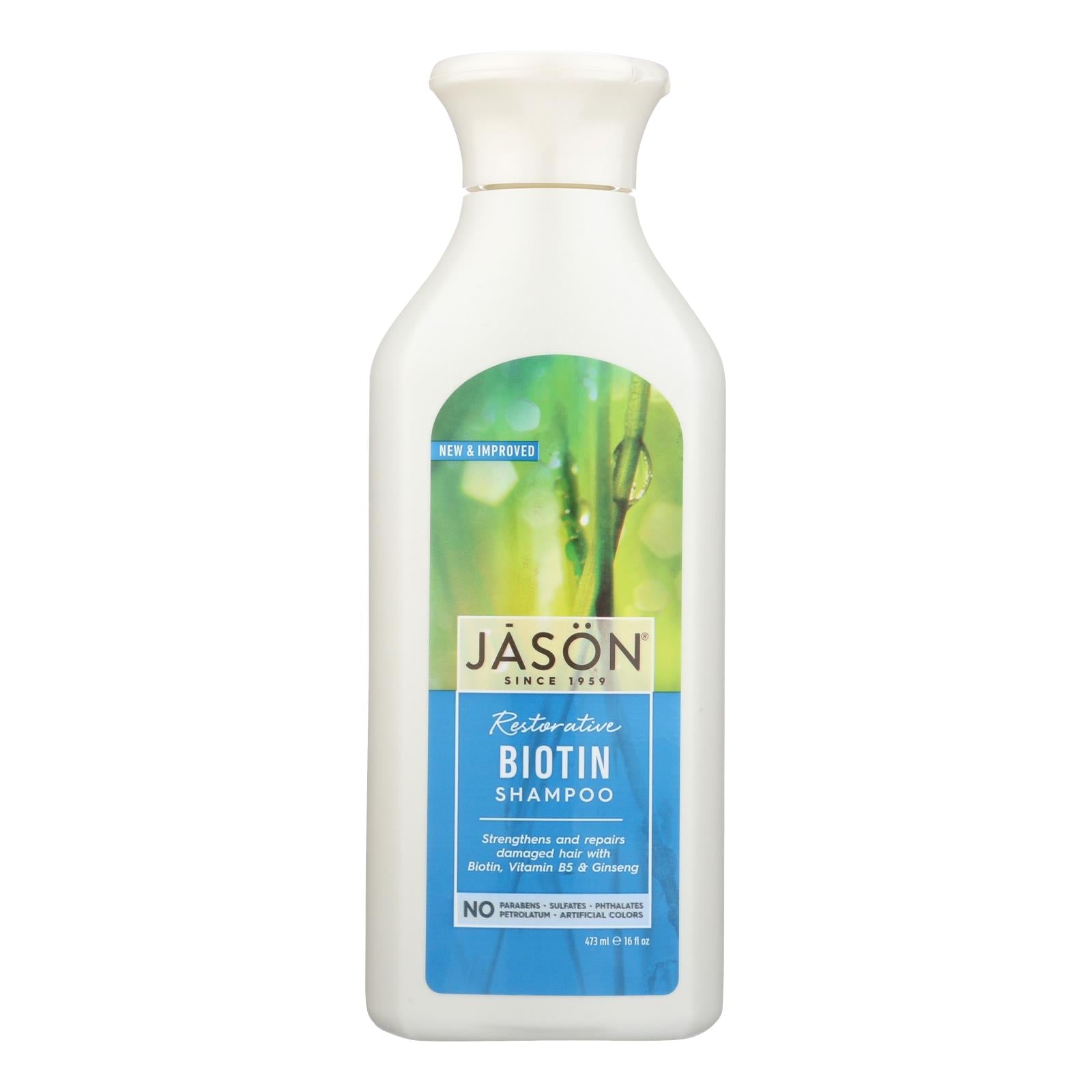 Champú natural puro con biotina restauradora Jason - 16 onzas líquidas.