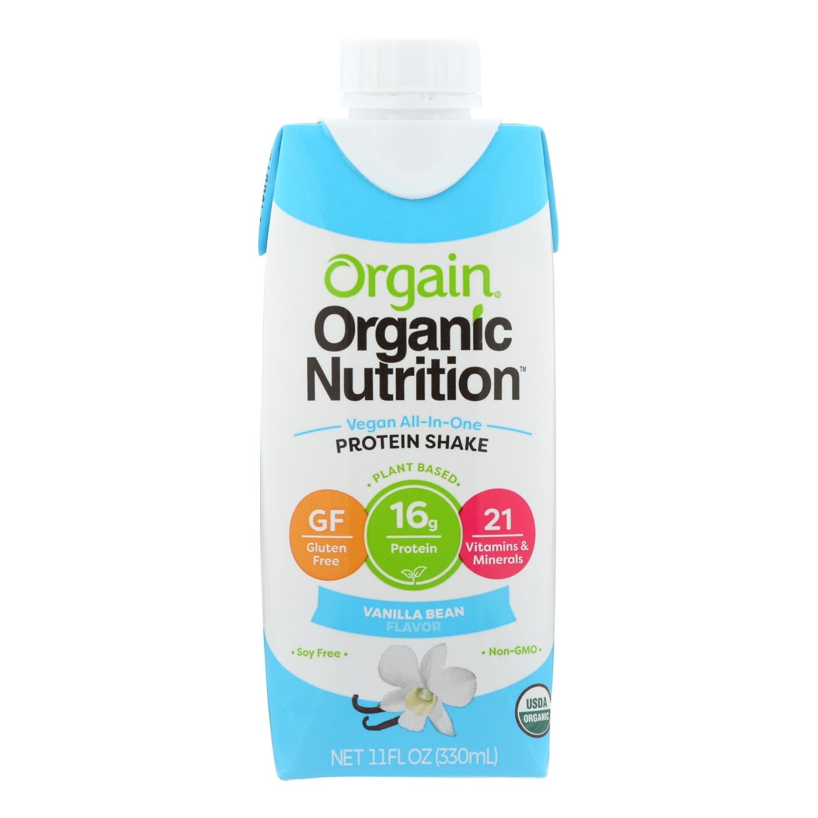 Batidos nutricionales orgánicos Orgain de vainilla dulce, paquete de 12, 325 ml cada uno