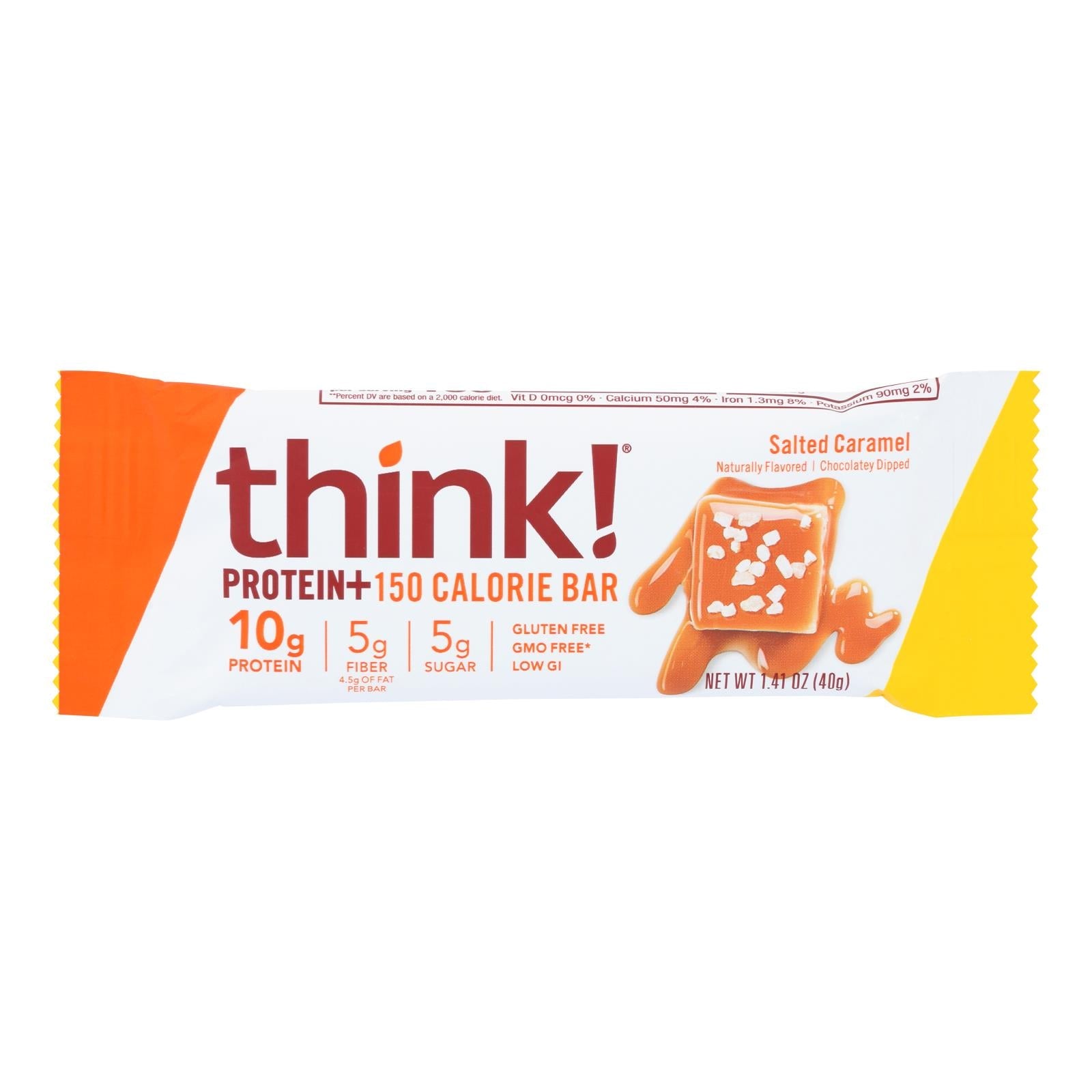 Barra ThinkThin de Think Products - Fibra proteica magra - Caramelo - 10 x 1.41 oz