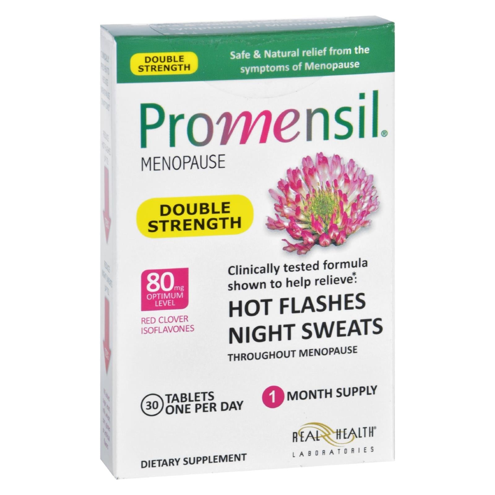 Promensil Menopause Alivio Doble Potencia para Sofocos y Sudores Nocturnos (Paquete de 30 Comprimidos)