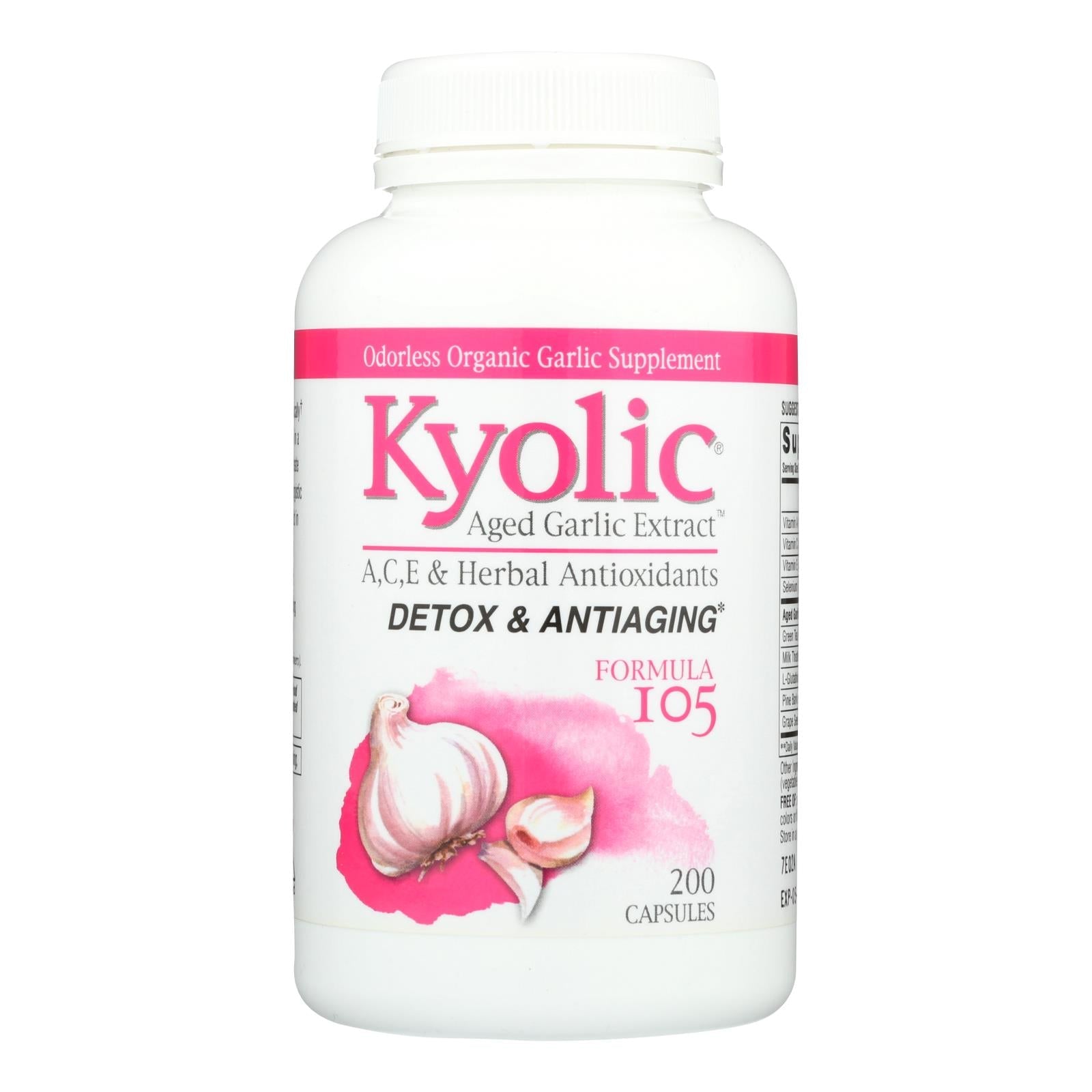 Extracto de ajo añejado Kyolic desintoxicante y antienvejecimiento - 200 cápsulas 