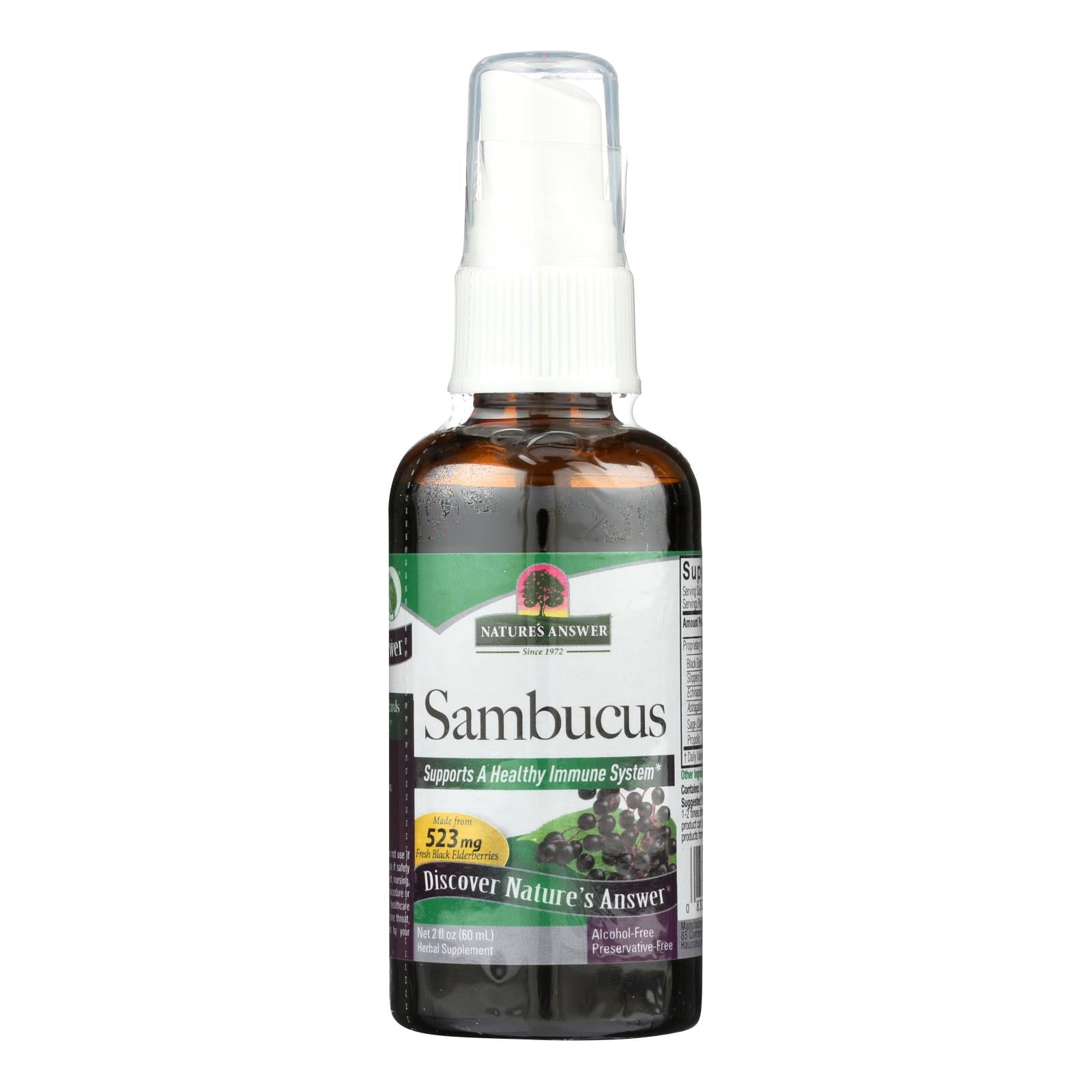 Spray de extracto de saúco negro Nature's Answer: fortalece el sistema inmunitario (56 ml)