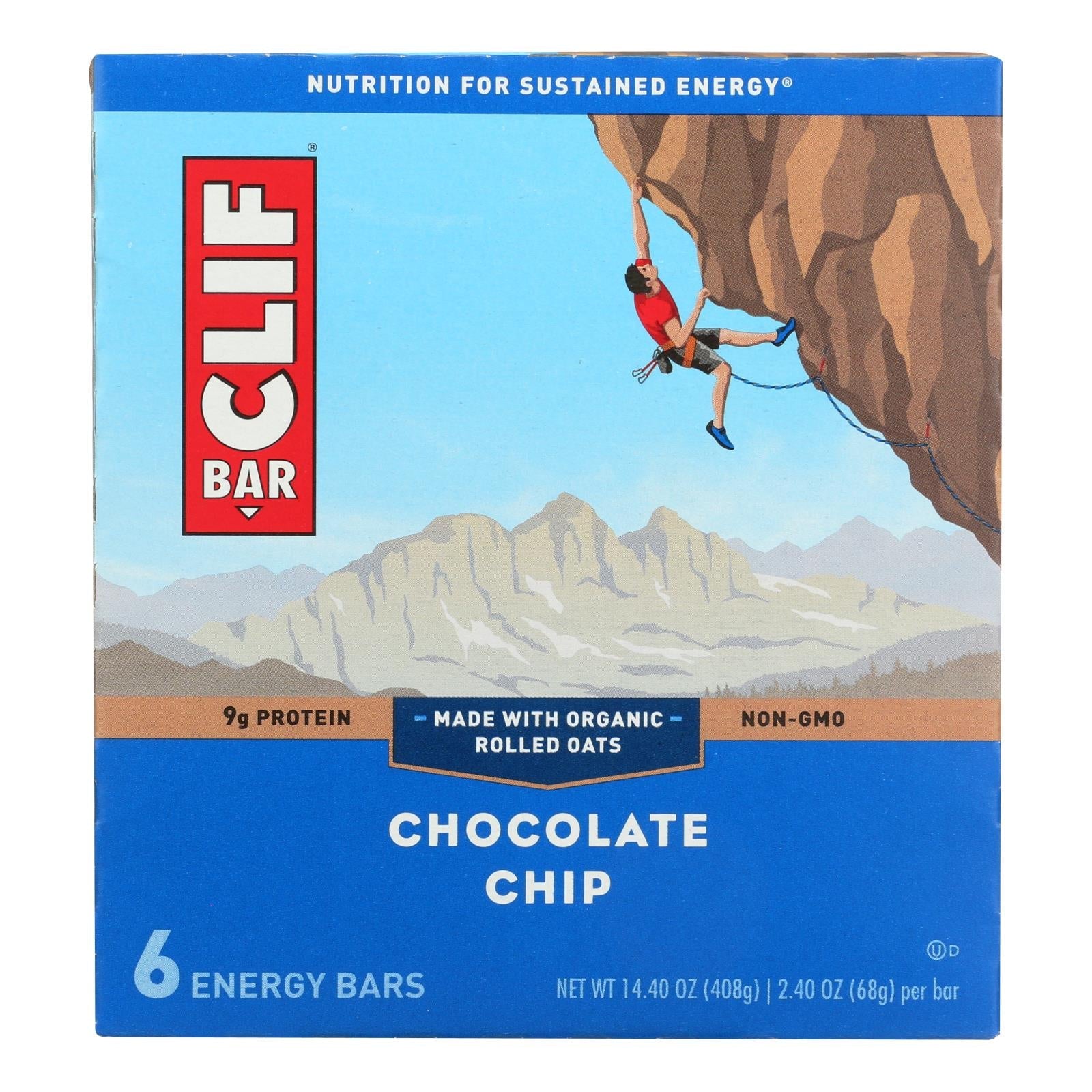Clif Bar - Barras energéticas con chispas de chocolate - 6/2,4 oz.