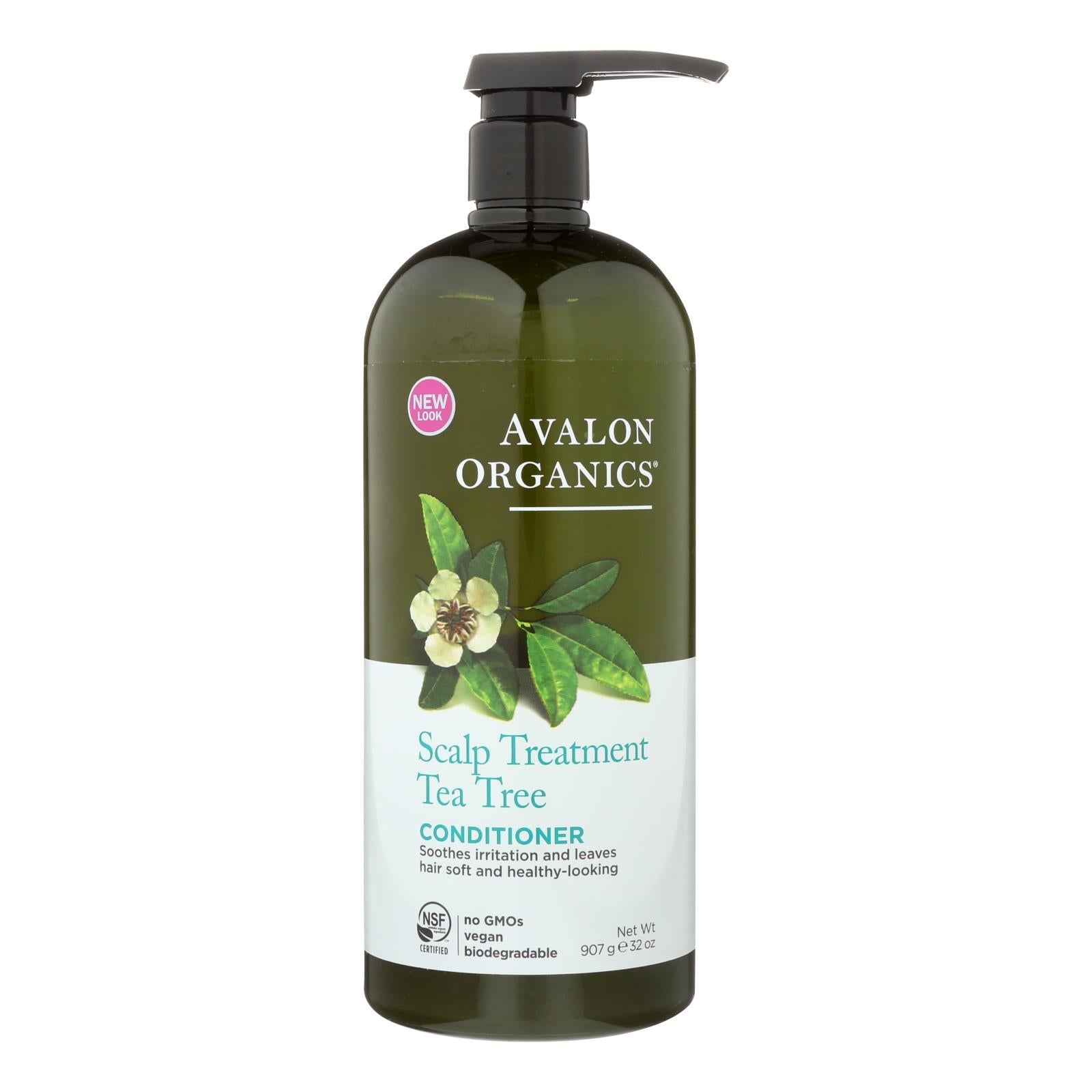 Acondicionador hidratante de árbol de té Avalon Organics - 32 onzas líquidas.