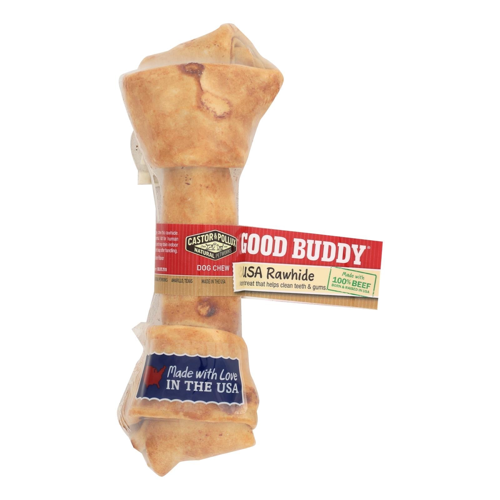 Premio para perros Castor and Pollux Good Buddy de hueso de cuero crudo de 15-18 cm (paquete de 12) 