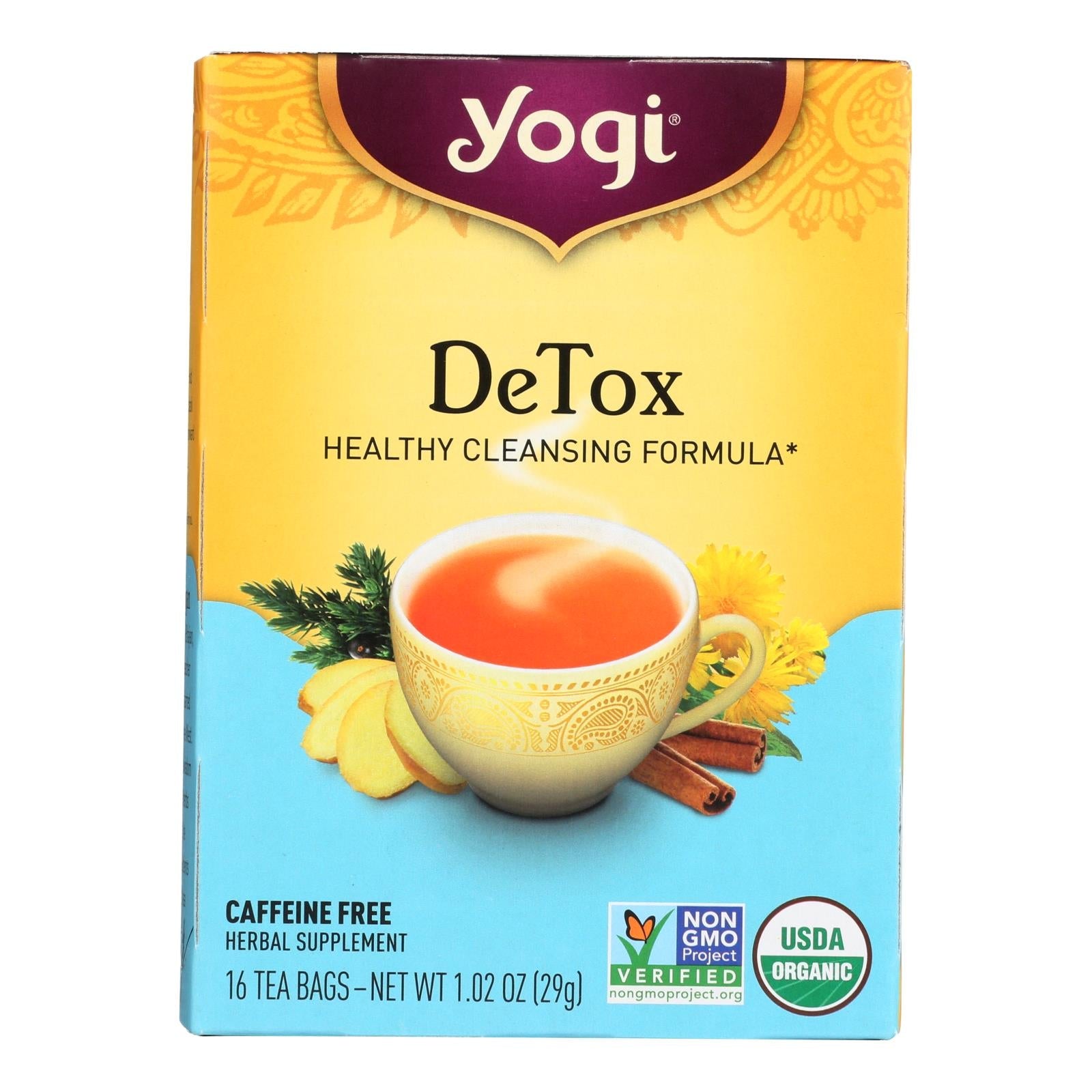 Té de hierbas Yogi Detox: 6 bolsitas de té de 16 unidades para una limpieza natural