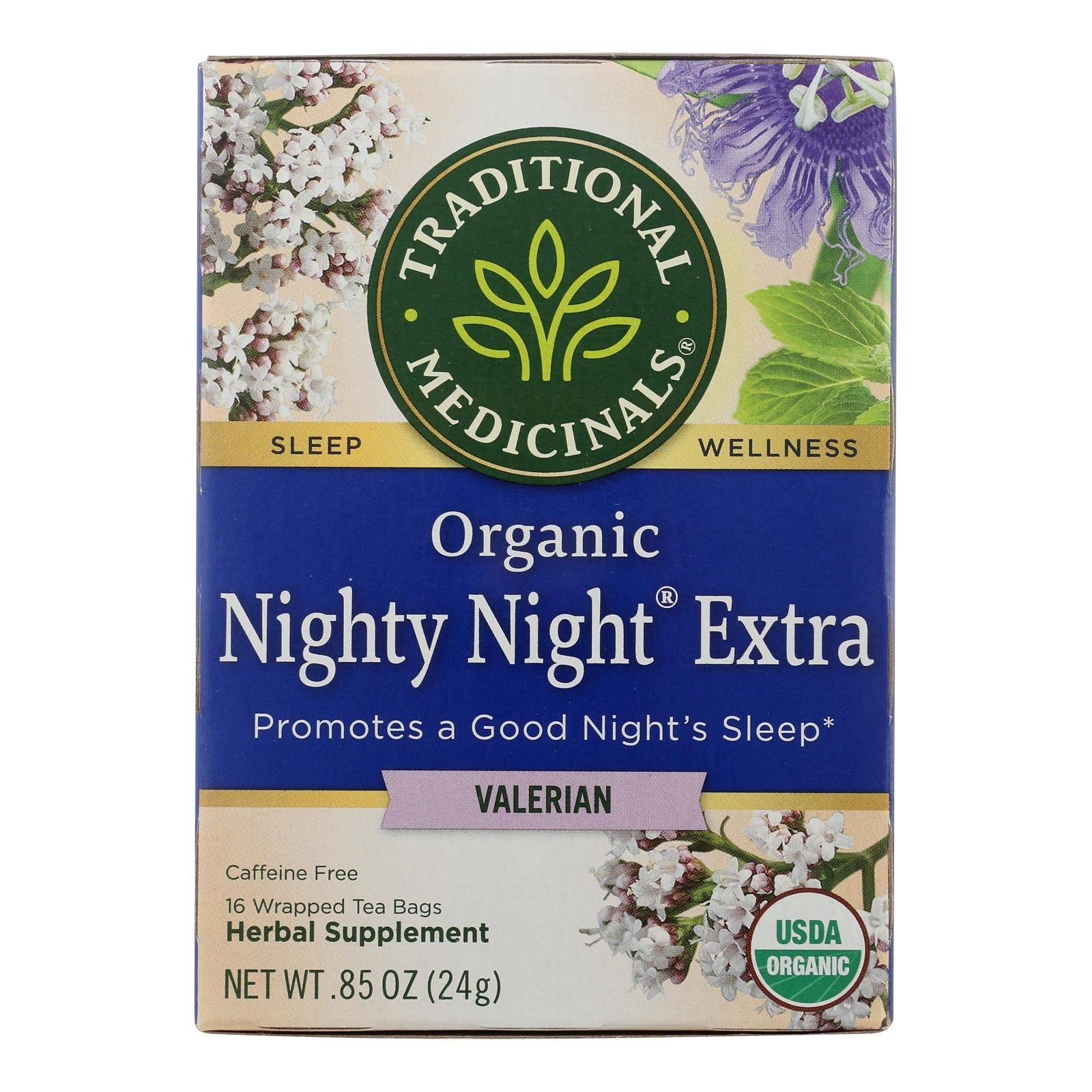 Té nocturno de raíz de valeriana de Traditional Medicinals (paquete de 6, 16 bolsitas cada una)