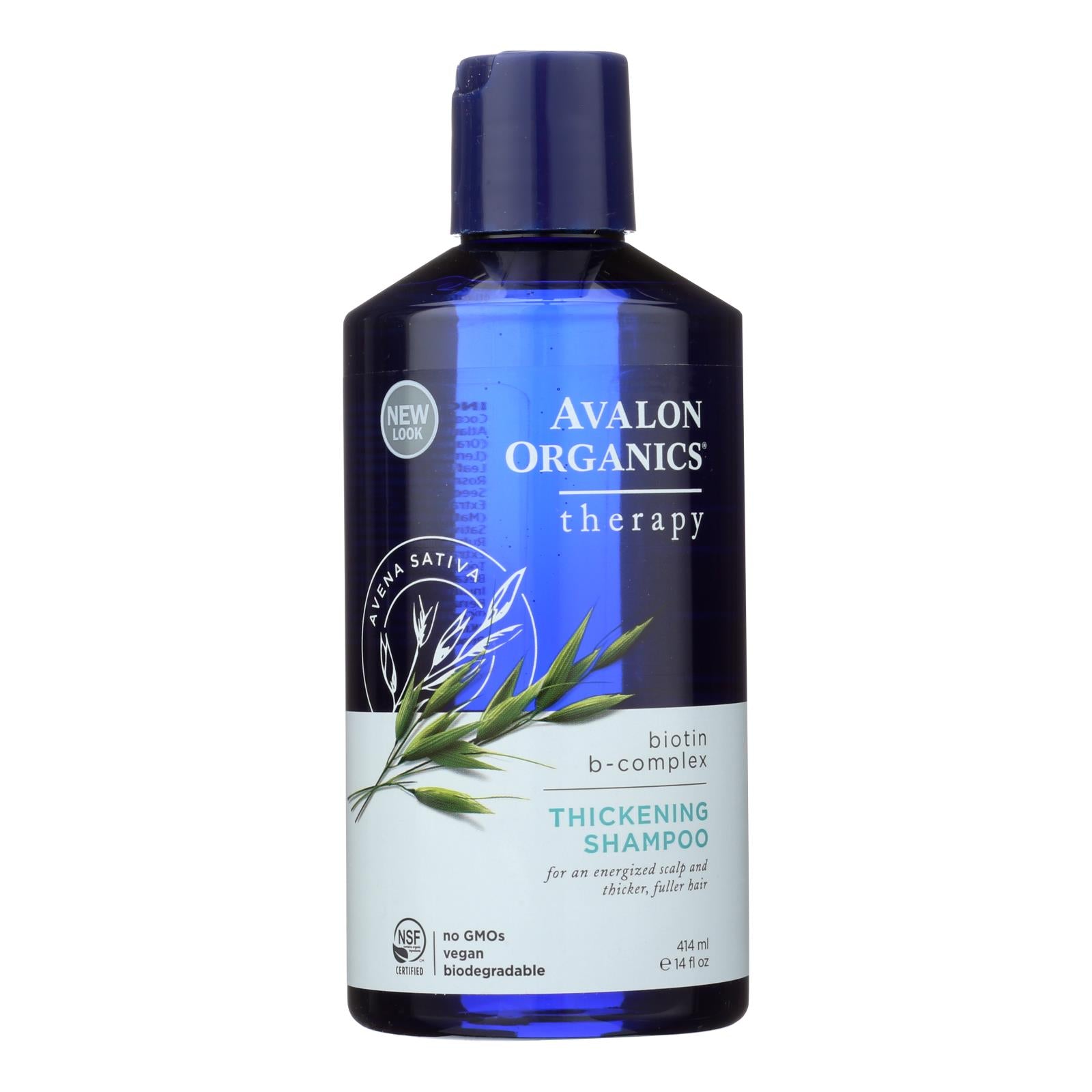 Champú engrosador con terapia de complejo B y biotina de Avalon Organics: Nutre y engrosa el cabello (14 onzas líquidas)