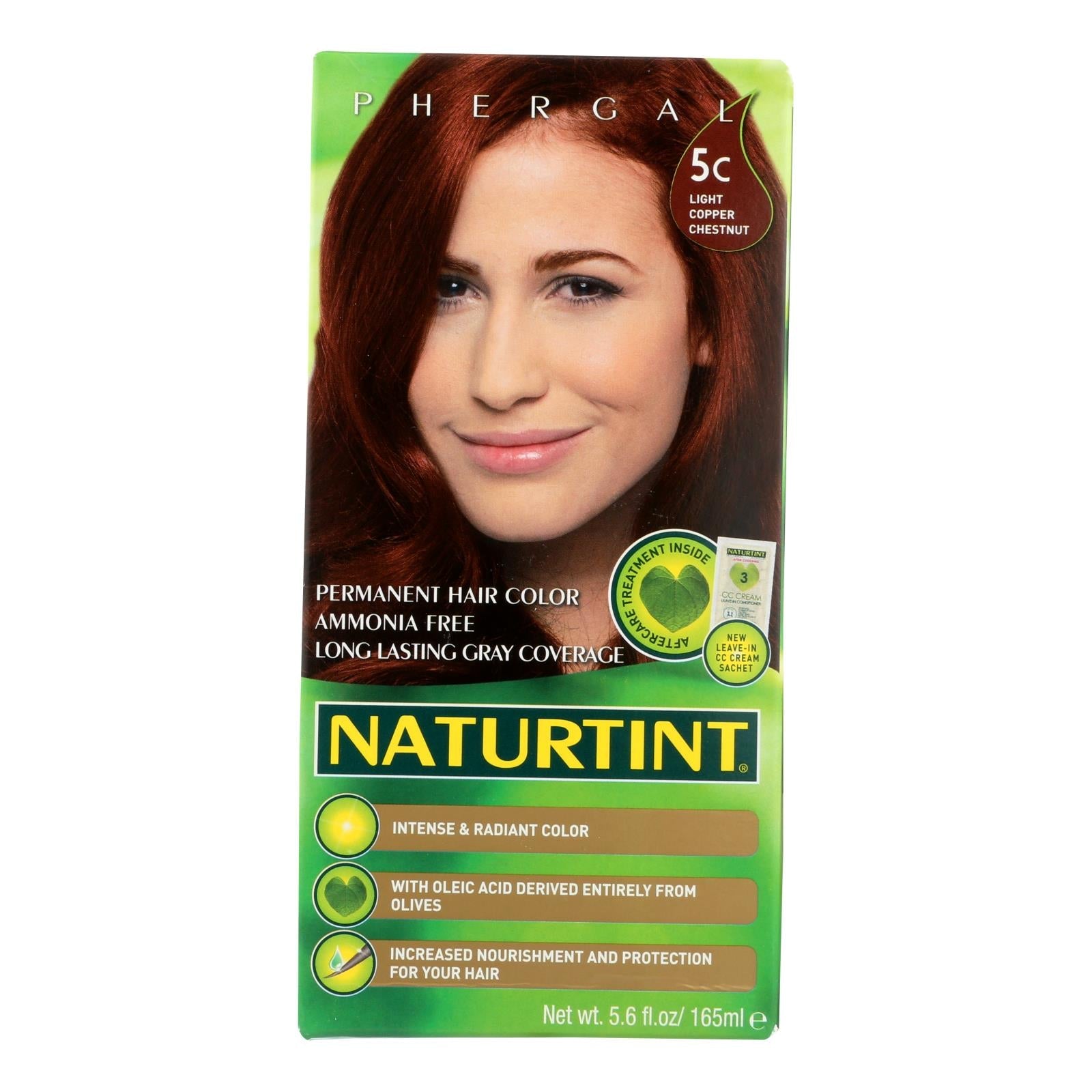 Tinte permanente para el cabello castaño cobrizo claro Naturtint, 147 ml