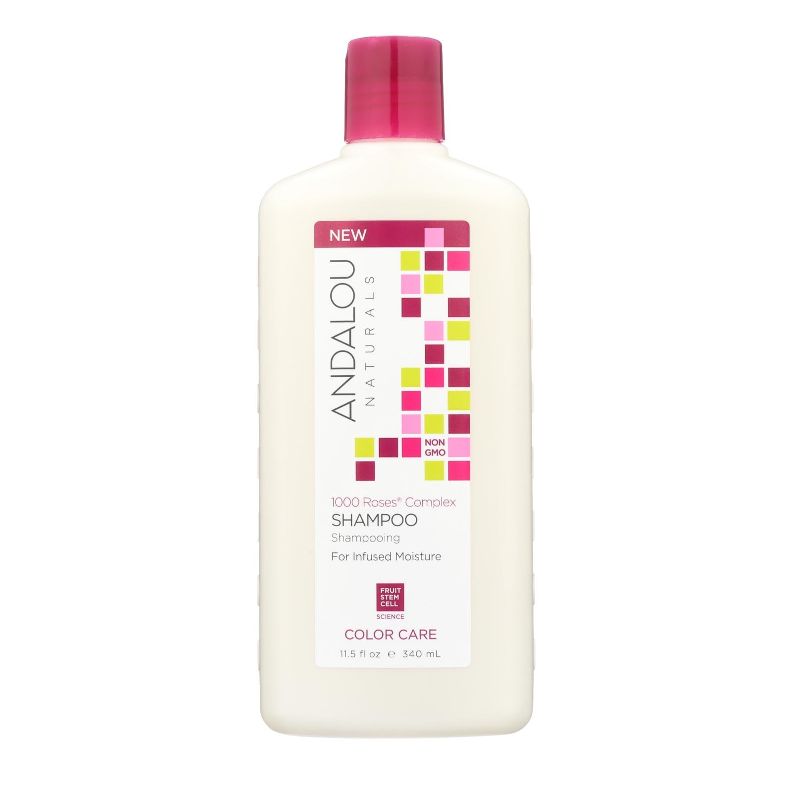 Champú para el cuidado del color Andalou Naturals con complejo de 1000 rosas (11.5 onzas líquidas)