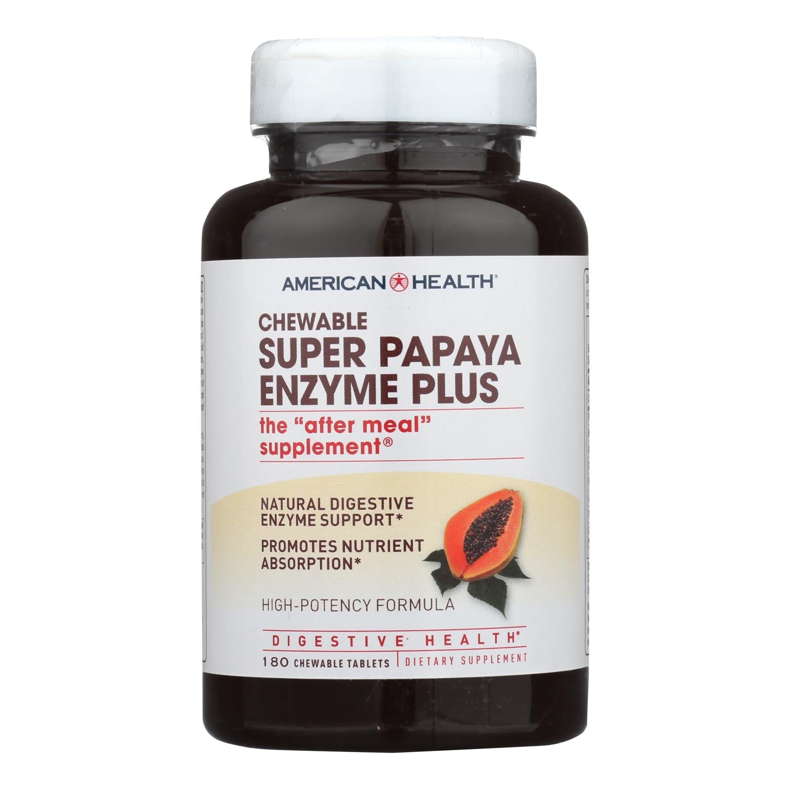 Super Papaya Enzyme Plus Masticable de American Health - 180 Tabletas