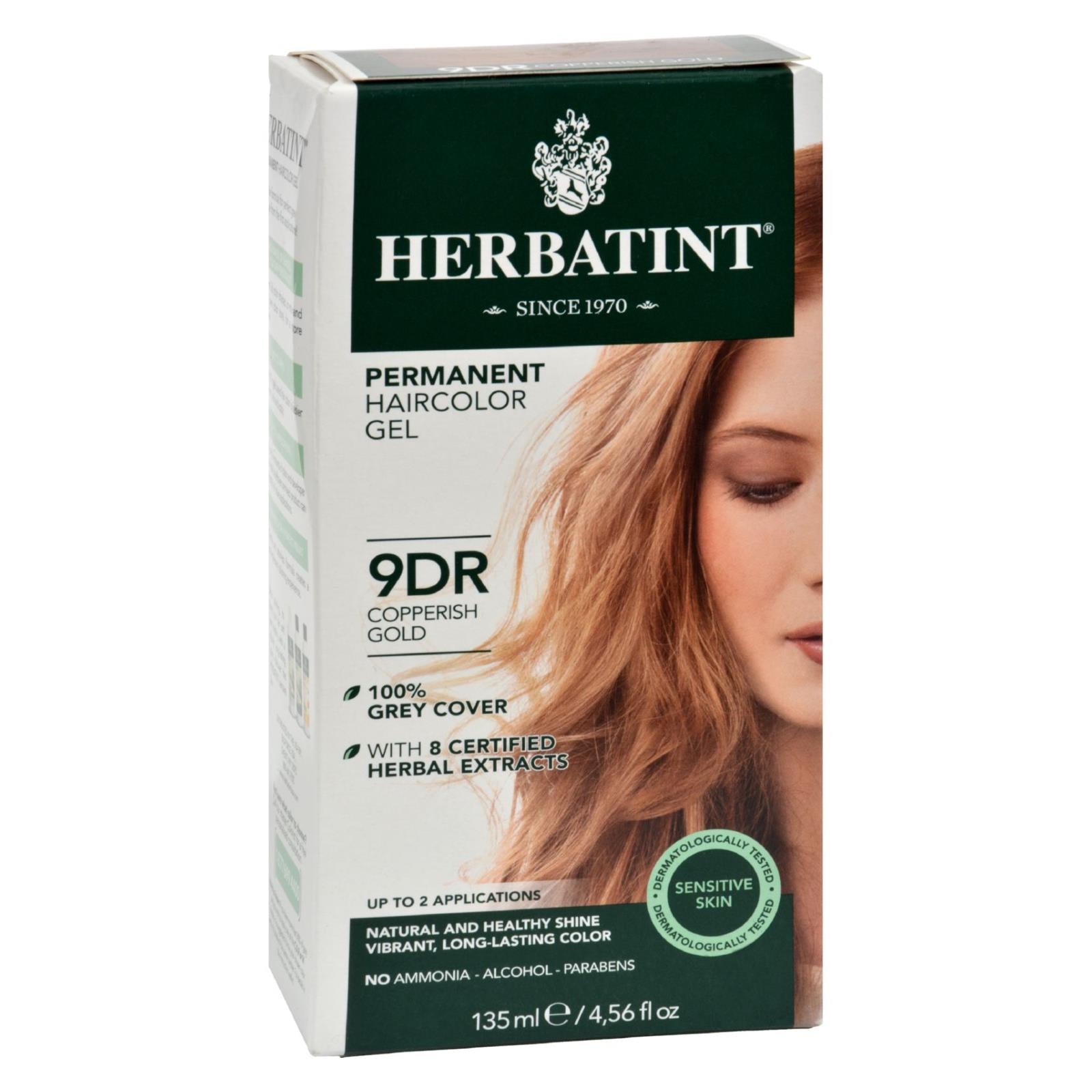 Gel colorante permanente para el cabello Herbatint 9D dorado cobrizo