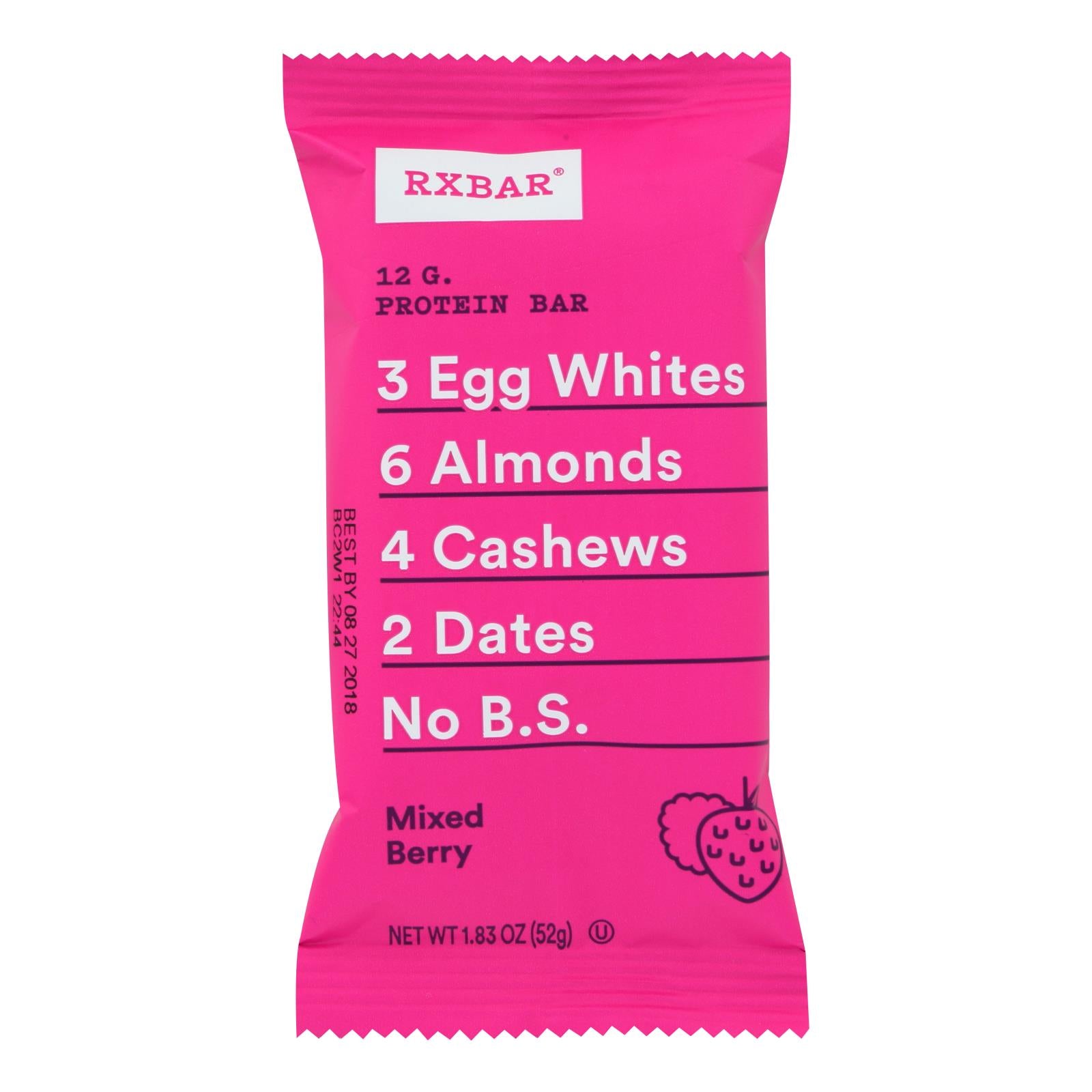 Barra de proteína Rxbar - Mezcla de frutos rojos - Caja de 12 - 54 g