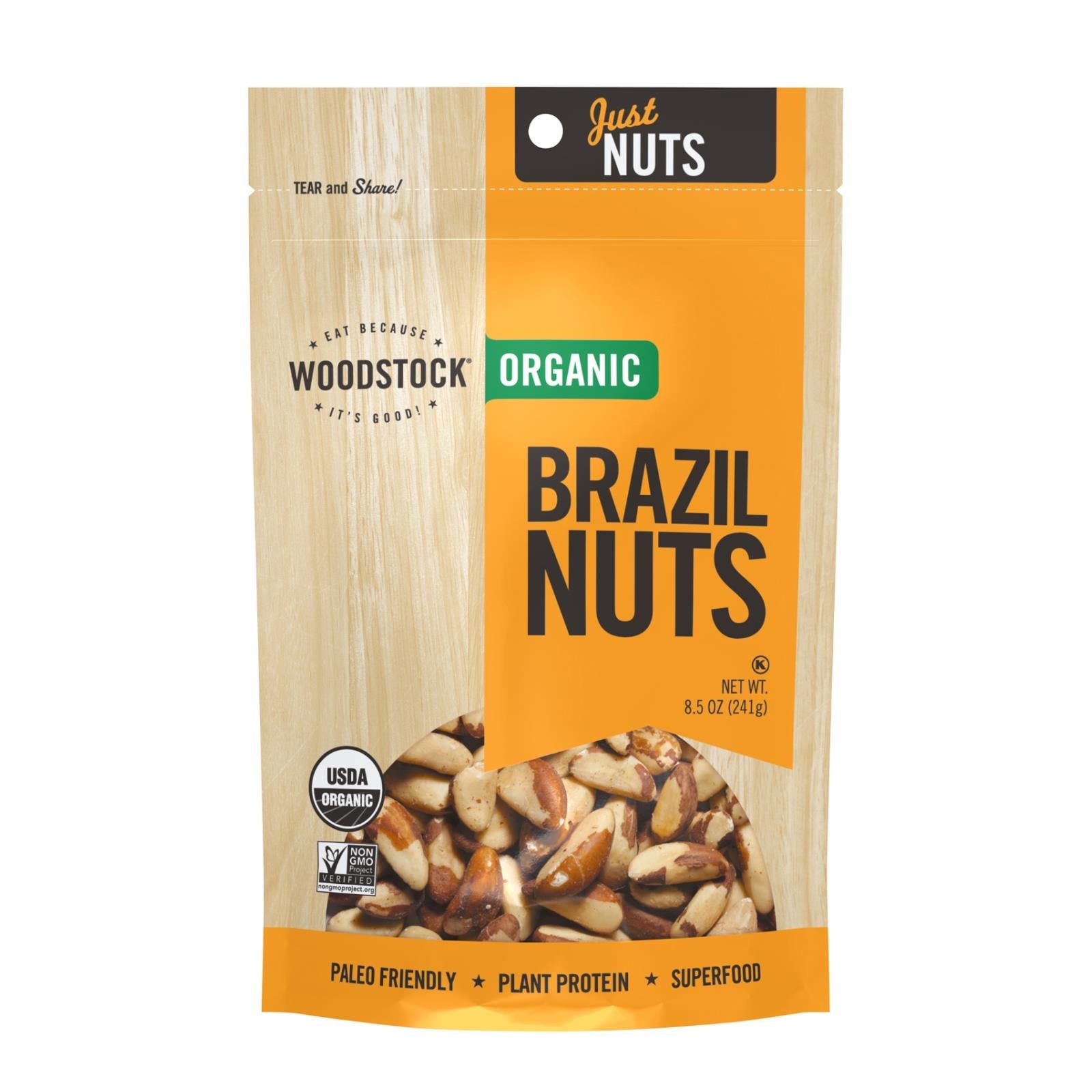 Nueces de Brasil orgánicas Woodstock | 8.5 oz, paquete de 8