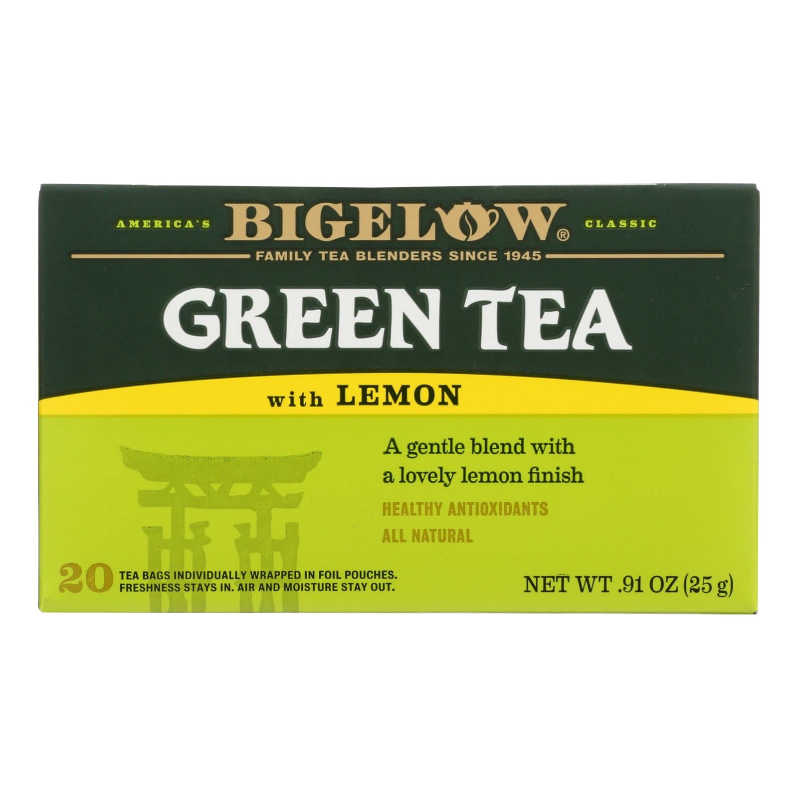 Té verde limón Bigelow Tea, paquete de 6 (20 bolsitas)