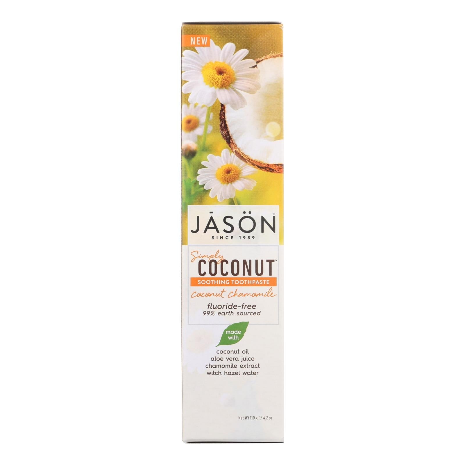 Pasta de dientes calmante con coco y manzanilla de Jason Natural Products - 4.2 oz.