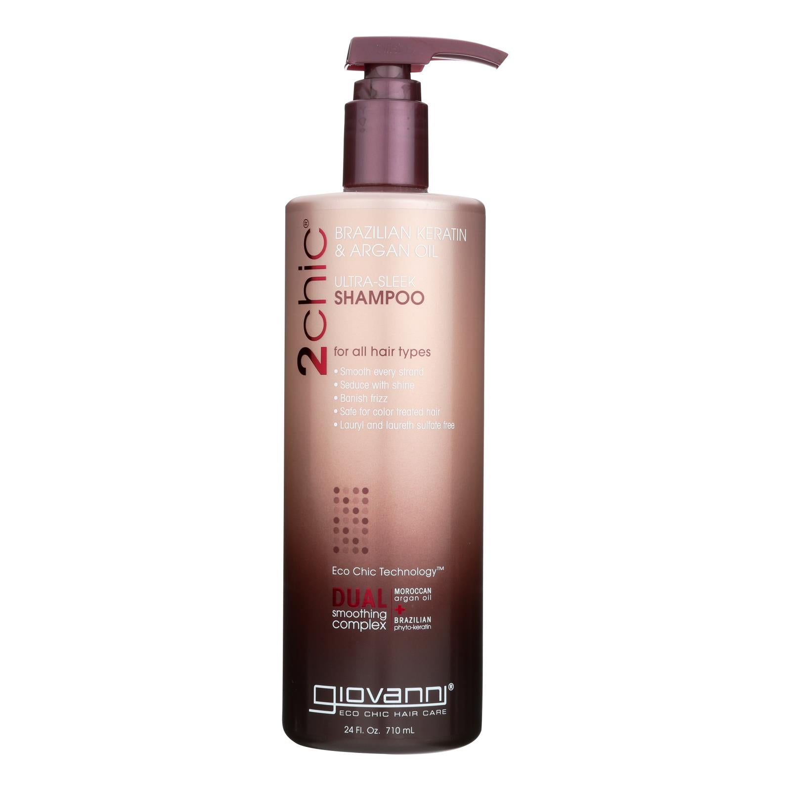Productos para el cuidado del cabello Giovanni - Champú revitalizante de queratina y argán 2chic - 797 ml