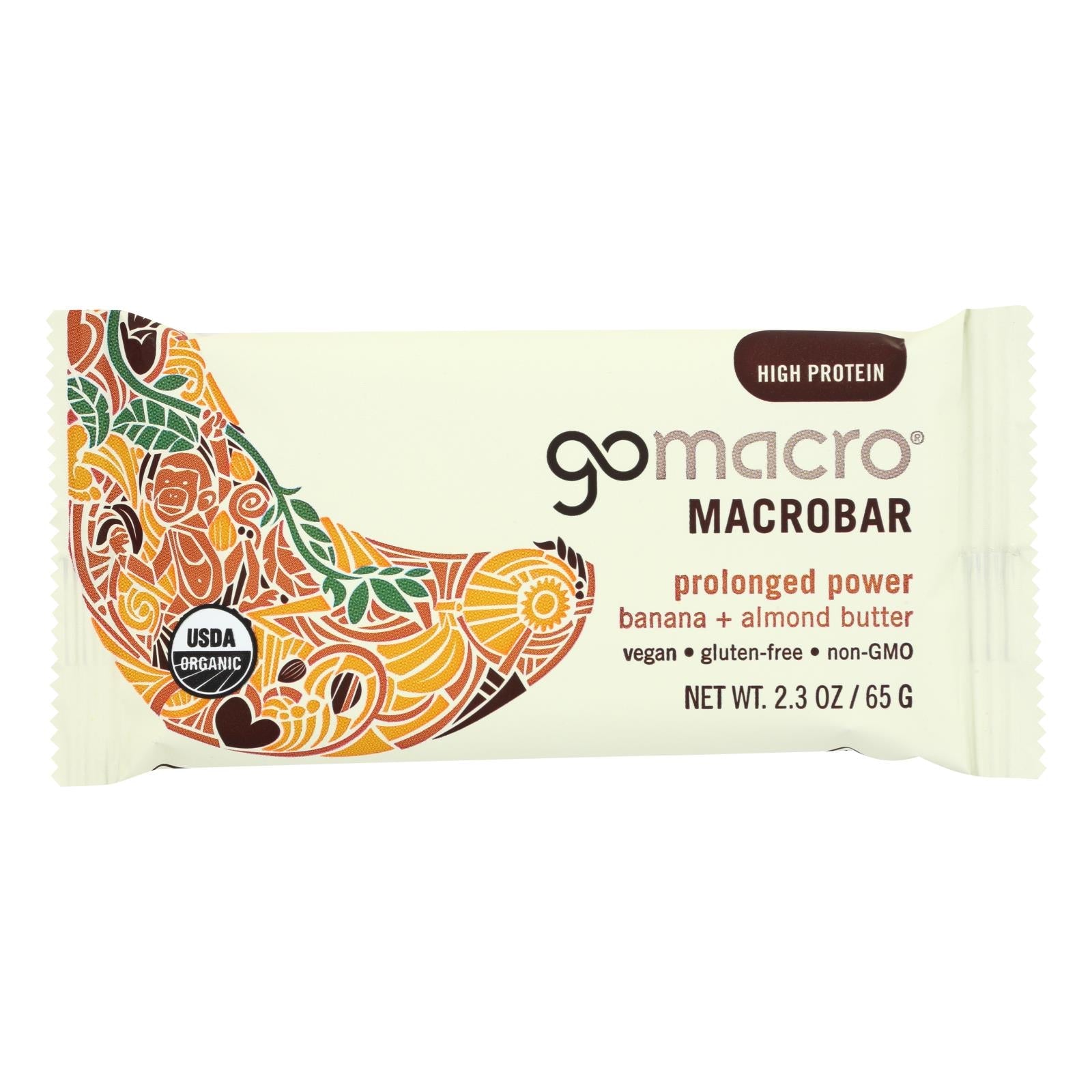 Mantequilla de plátano y almendras orgánica Gomacro (paquete de 12) - Barras de 2.3 oz