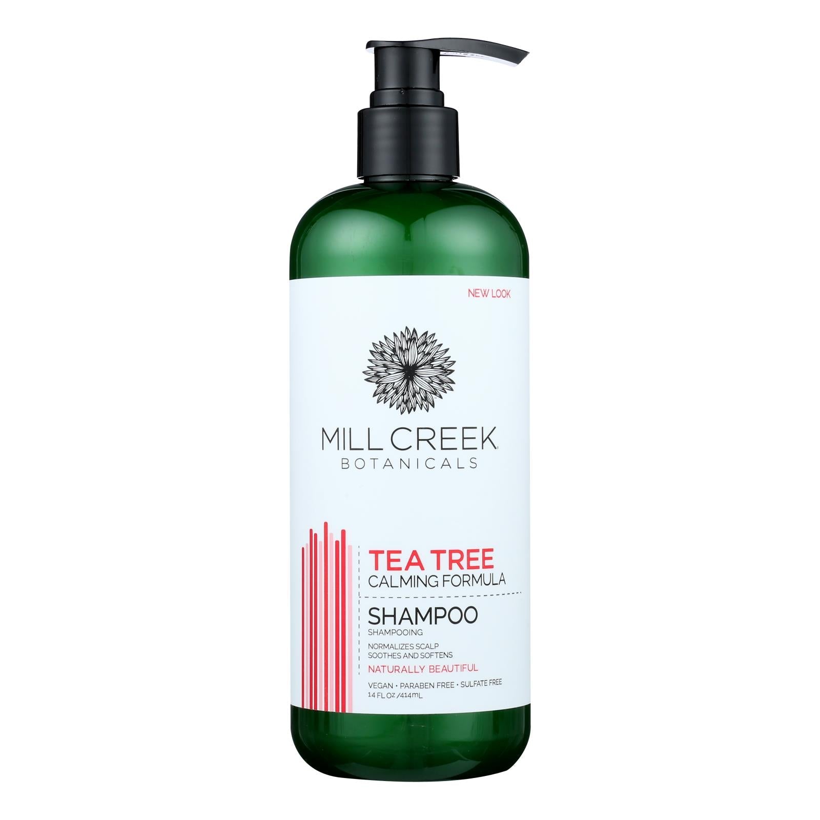 Champú anticaspa con aceite de árbol de té Millcreek Botanicals, 14 onzas líquidas.