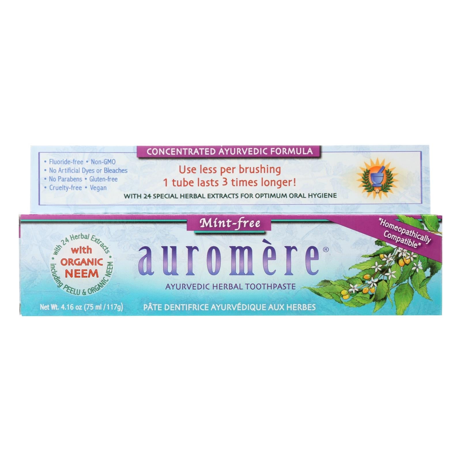 Pasta dental Auromere para bocas sensibles: suave y sin menta - 113 g 