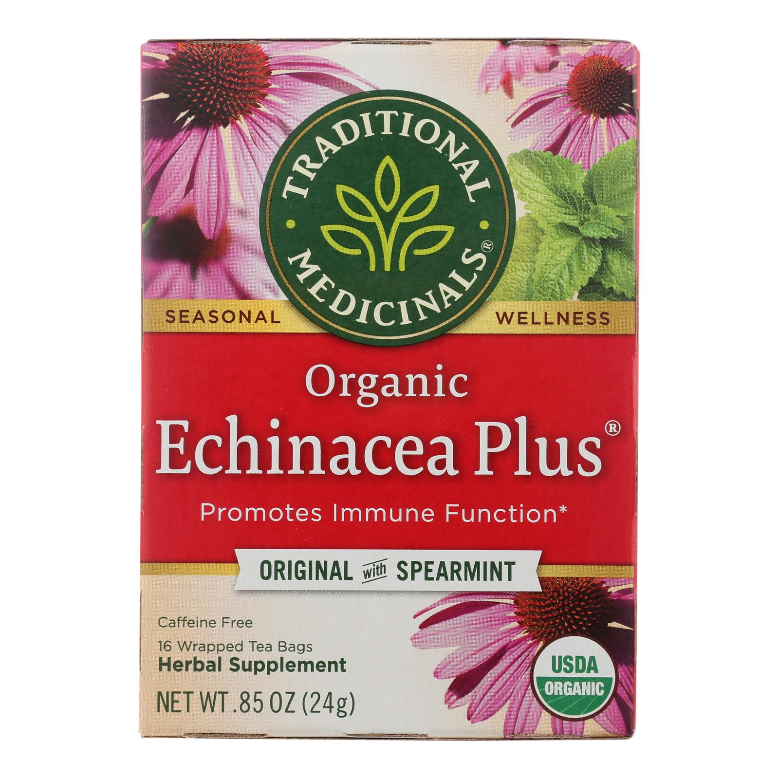 Té de hierbas orgánico de equinácea Plus de Traditional Medicinals (paquete de 6 - 16 bolsitas)