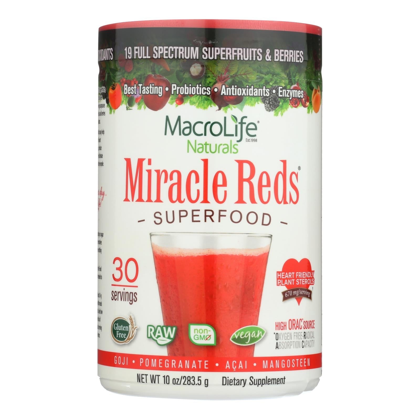 Suplemento de extracto de bayas en polvo Miracle Reds de Macrolife Naturals (10 oz)