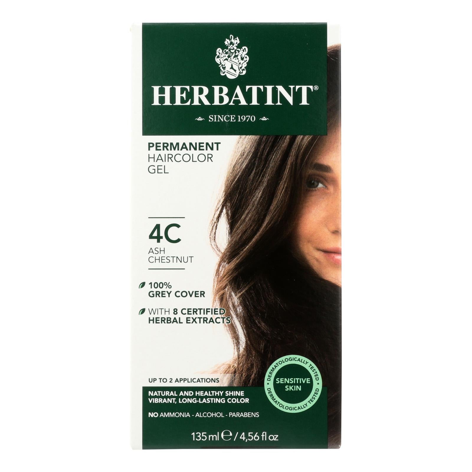 Herbatint Kit de coloración del cabello Castaño Ceniza 4C - 4 Fl Oz