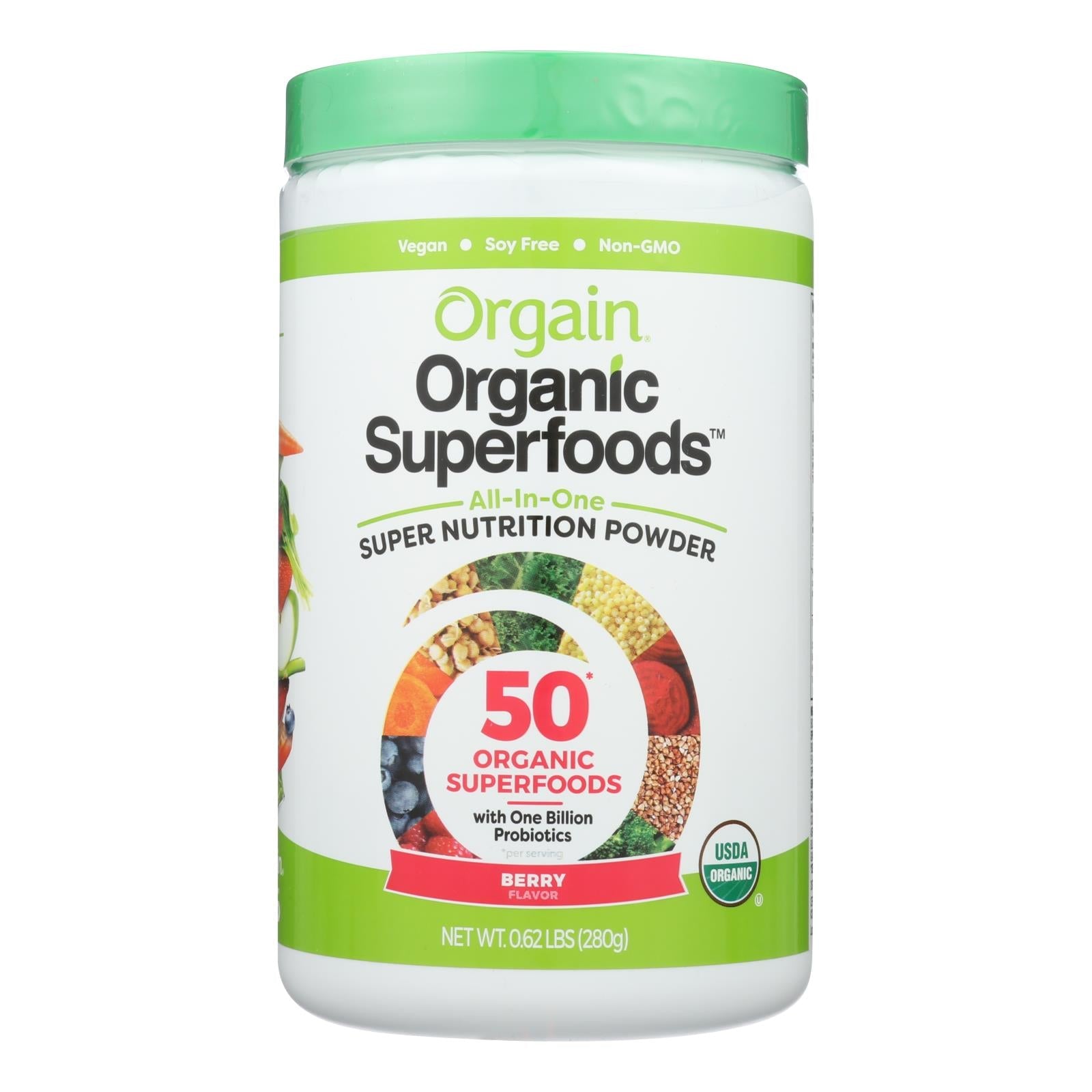 Polvo hidratante orgánico Orgain - Berry Punch, 0.62 lb Berry Punch Explosión de sabor